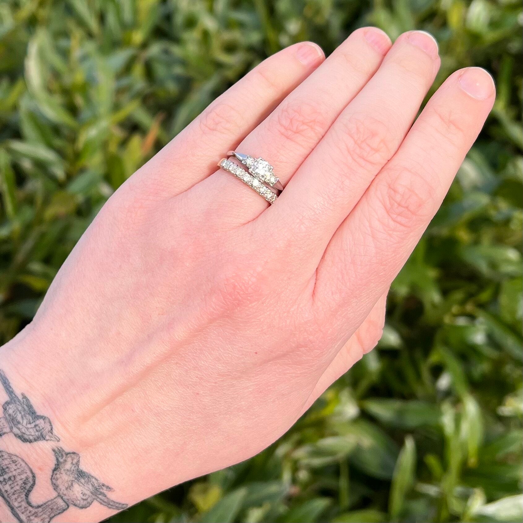Art Deco 18k White Gold Old European Cut Diamond Ring