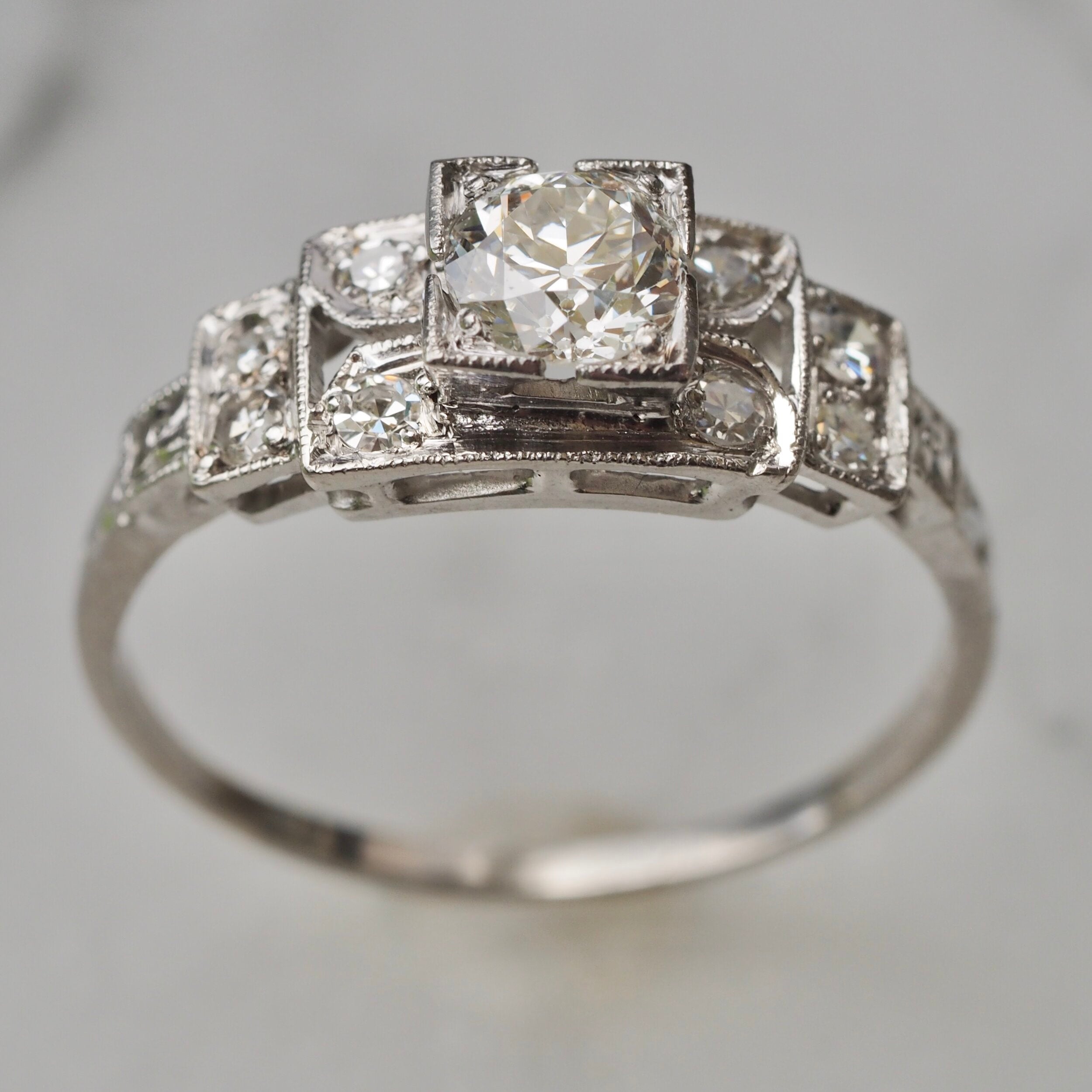 Art Deco Platinum Diamond Engagement Ring