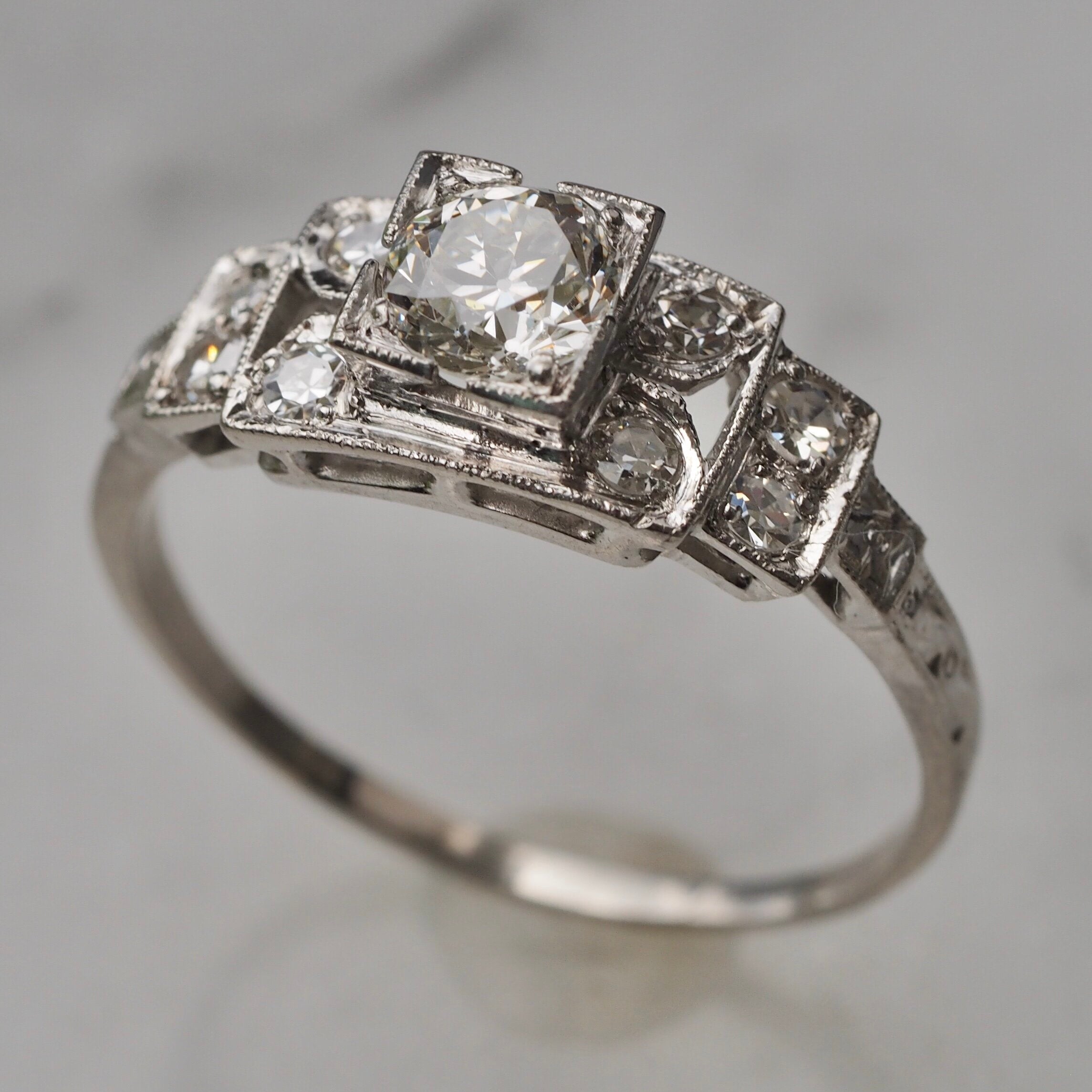 Art Deco Platinum Diamond Engagement Ring