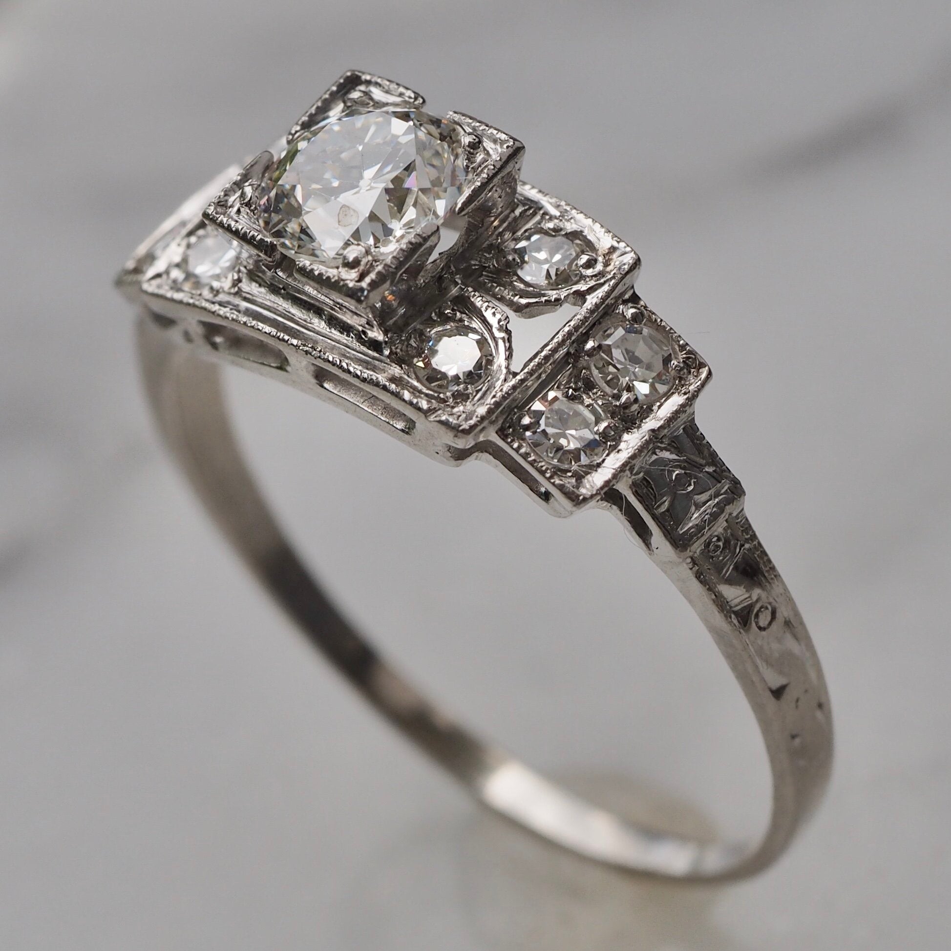 Art Deco Platinum Diamond Engagement Ring