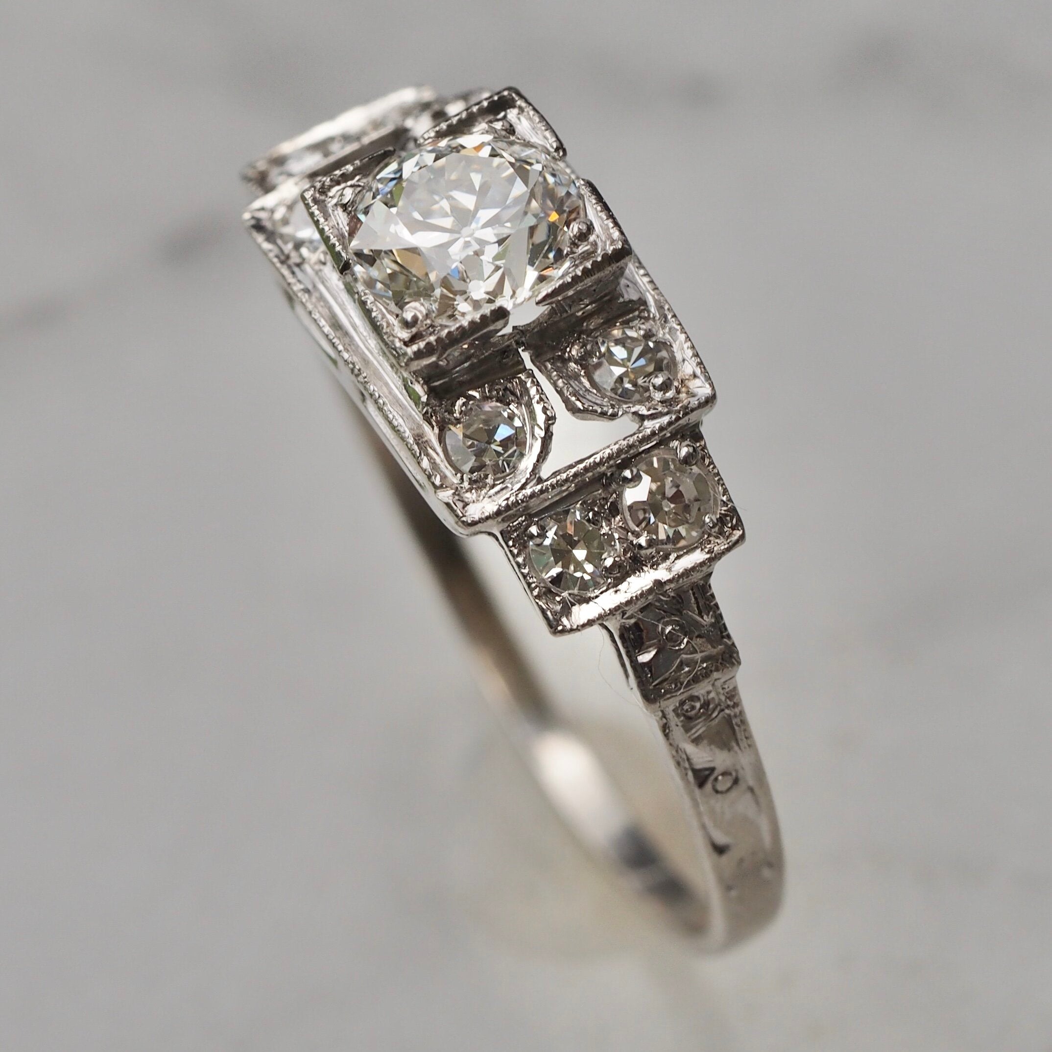 Art Deco Platinum Diamond Engagement Ring