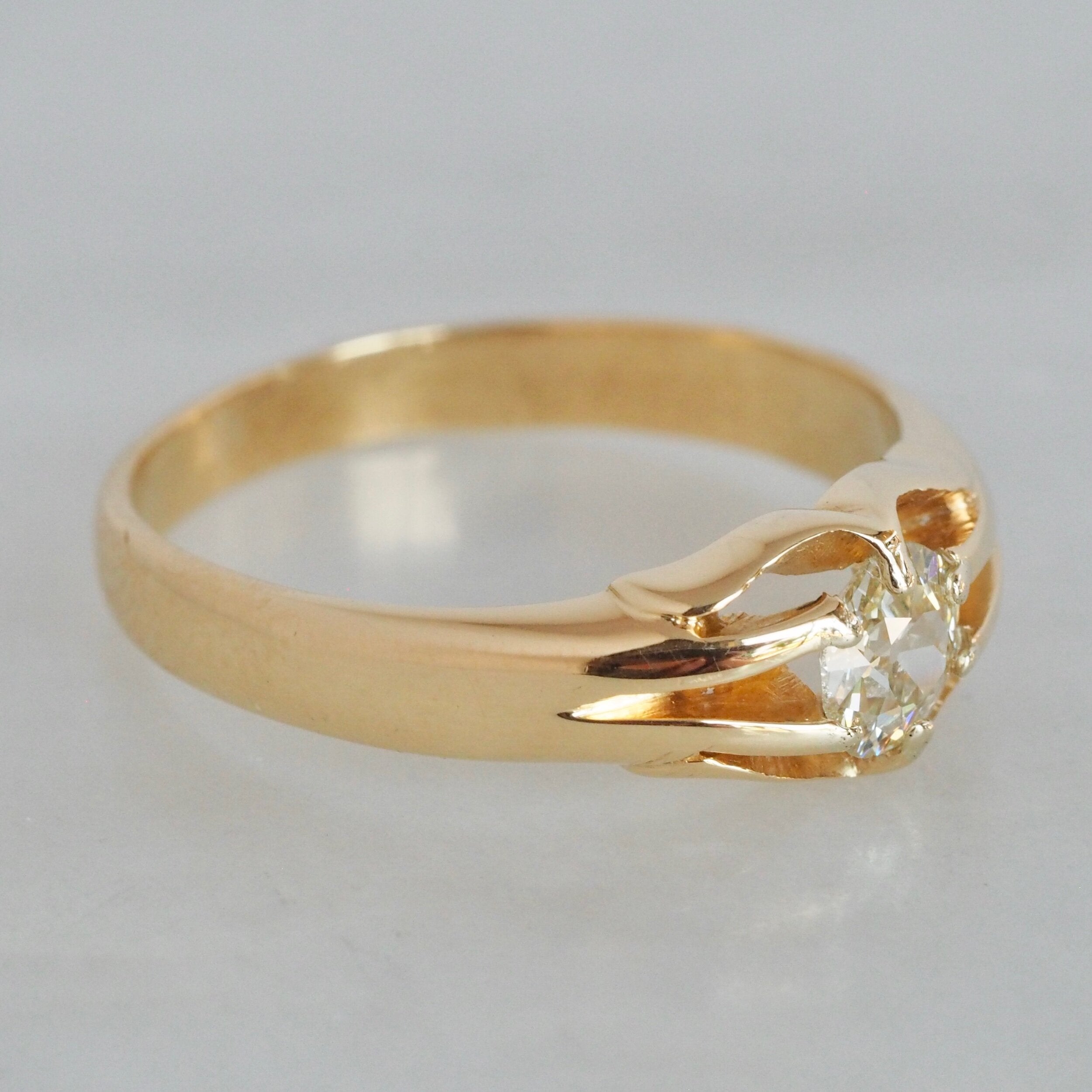 Art Nouveau 18k Gold Old European Cut Diamond Ring