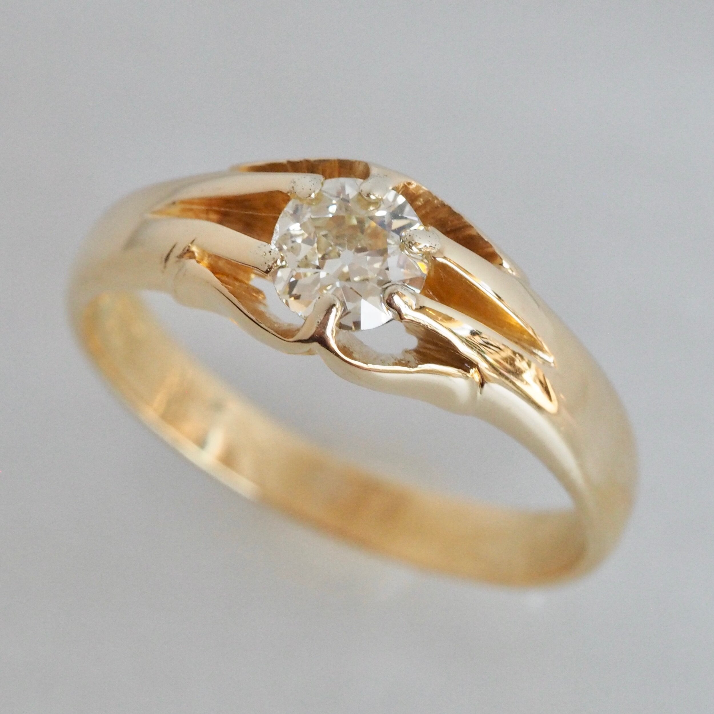 Art Nouveau 18k Gold Old European Cut Diamond Ring