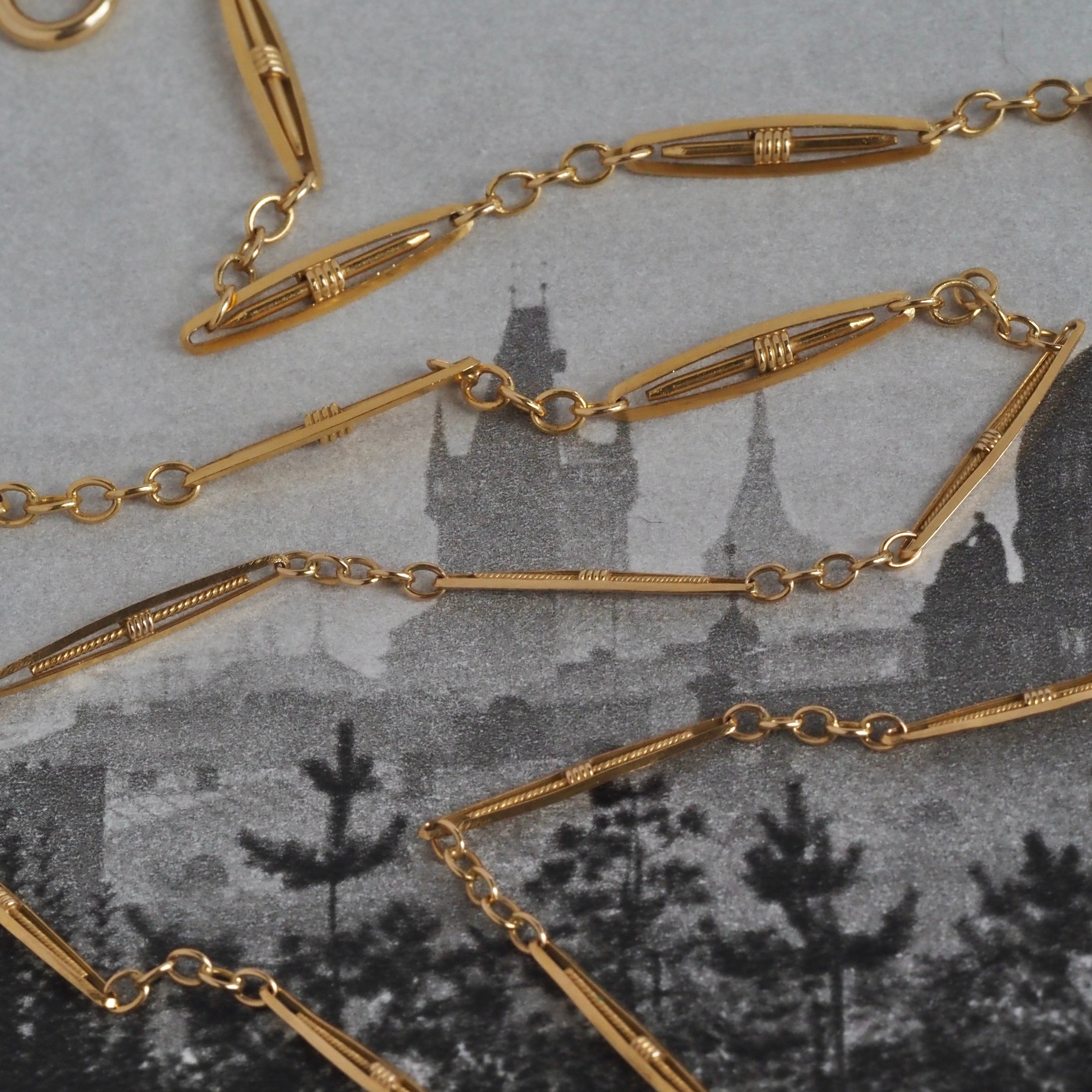 Antique Portuguese 19k Gold Watch Chain Necklace