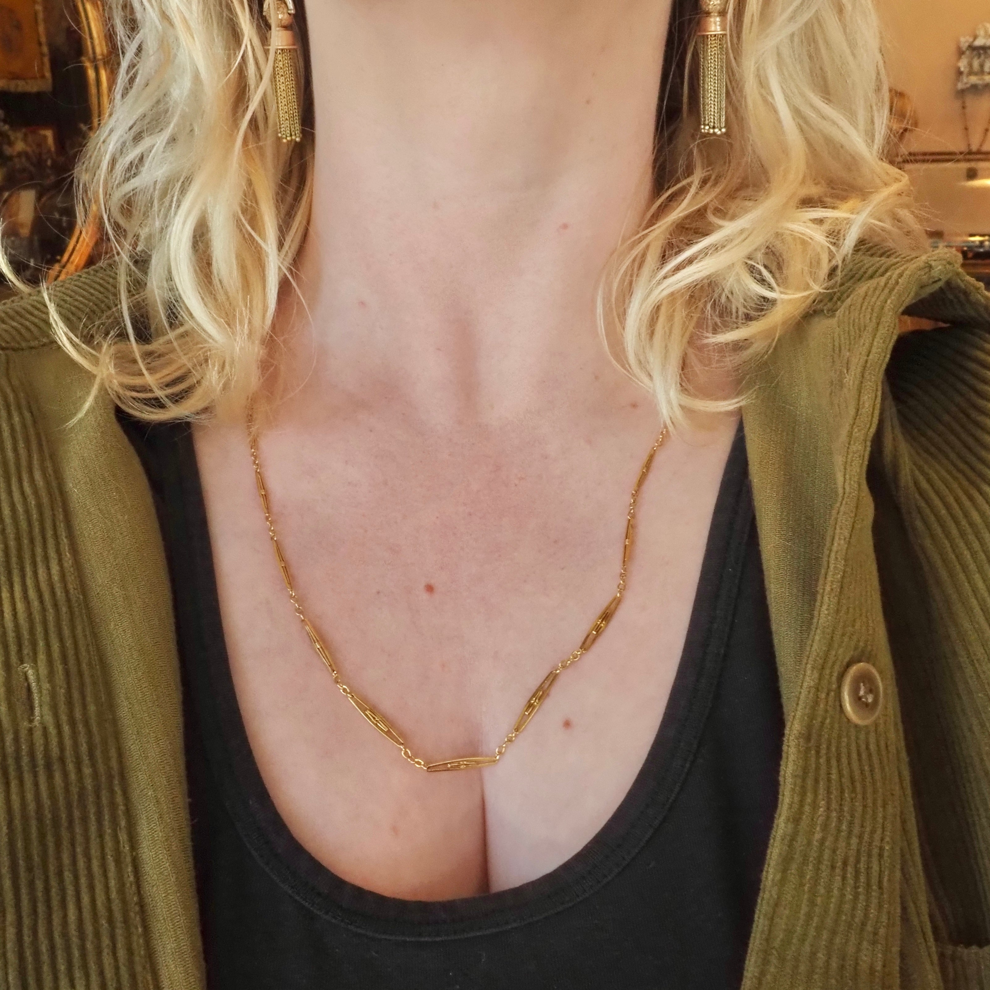 Antique Portuguese 19k Gold Watch Chain Necklace