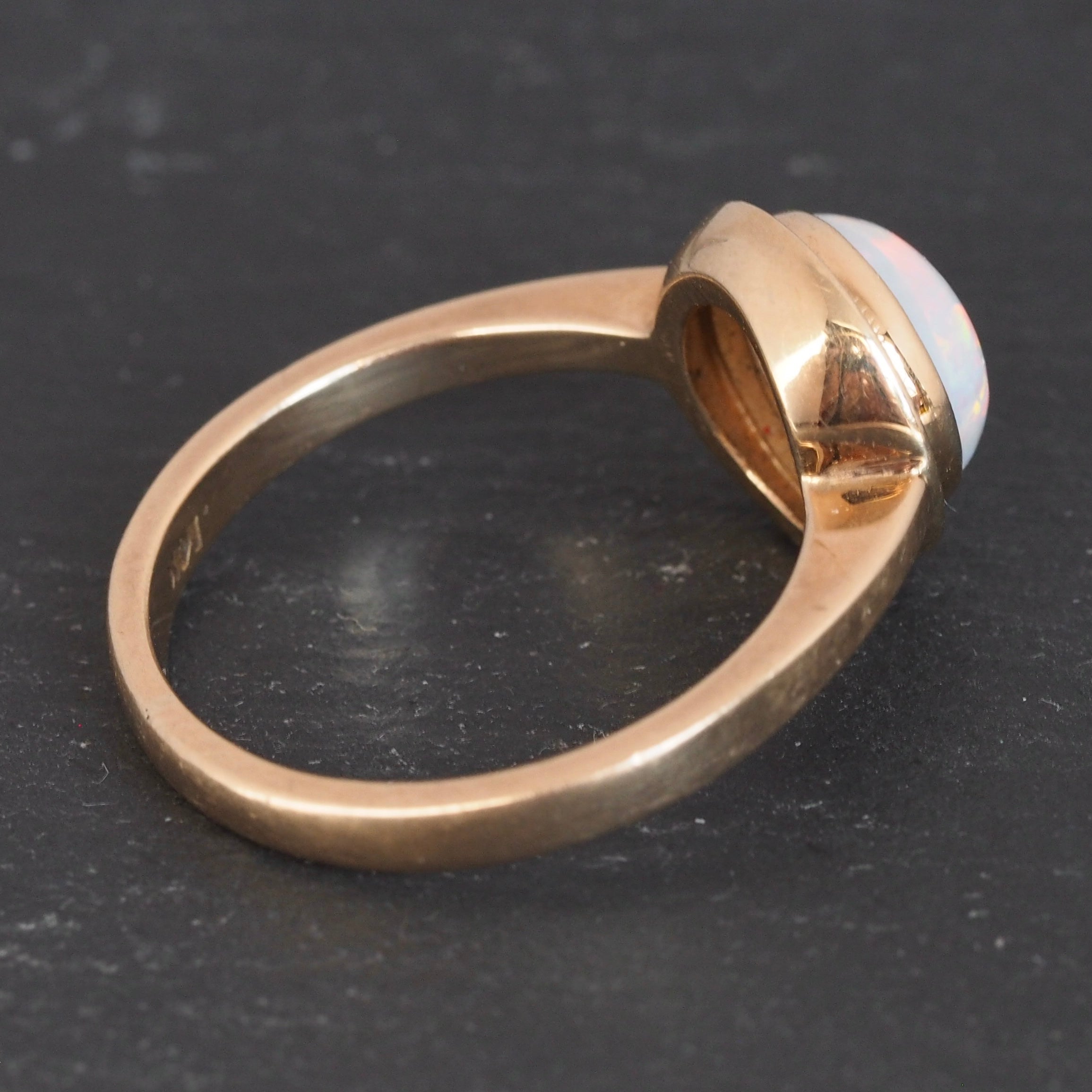 Mid Century Modern 14k Gold Opal Ring