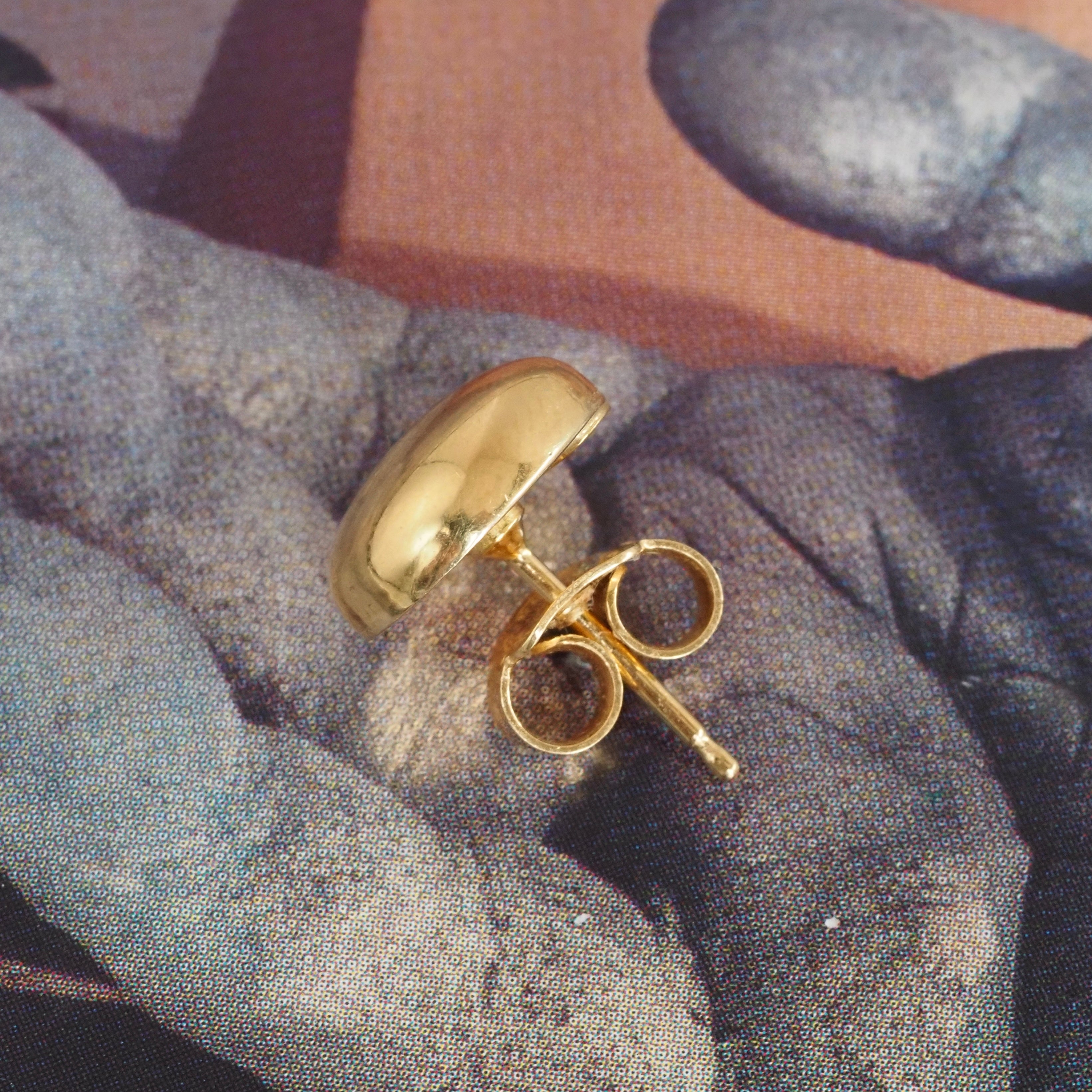 Vintage Italian 18k Gold Oval Stud Earrings