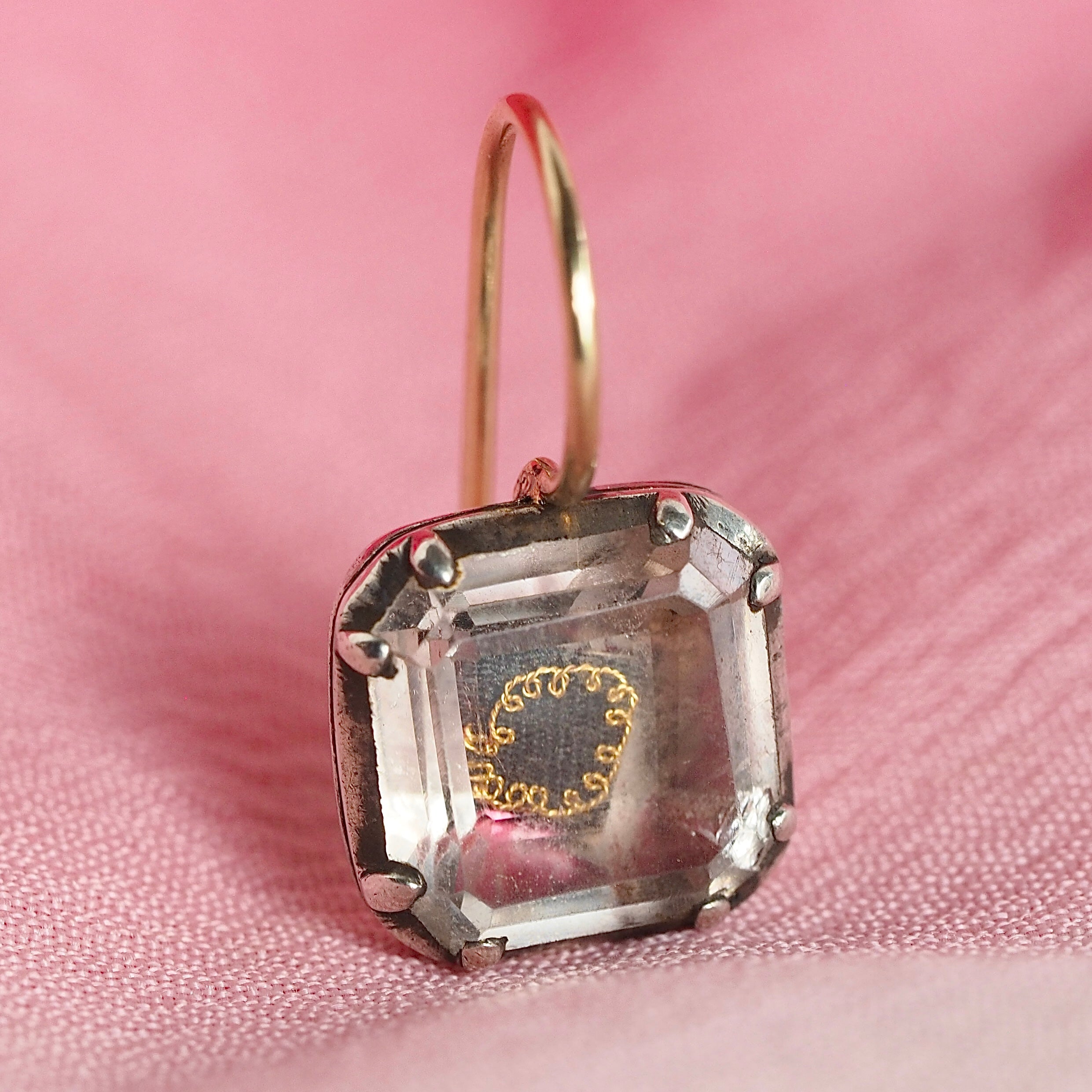 Antique Georgian Stuart Crystal Earrings with 14k Gold Wires