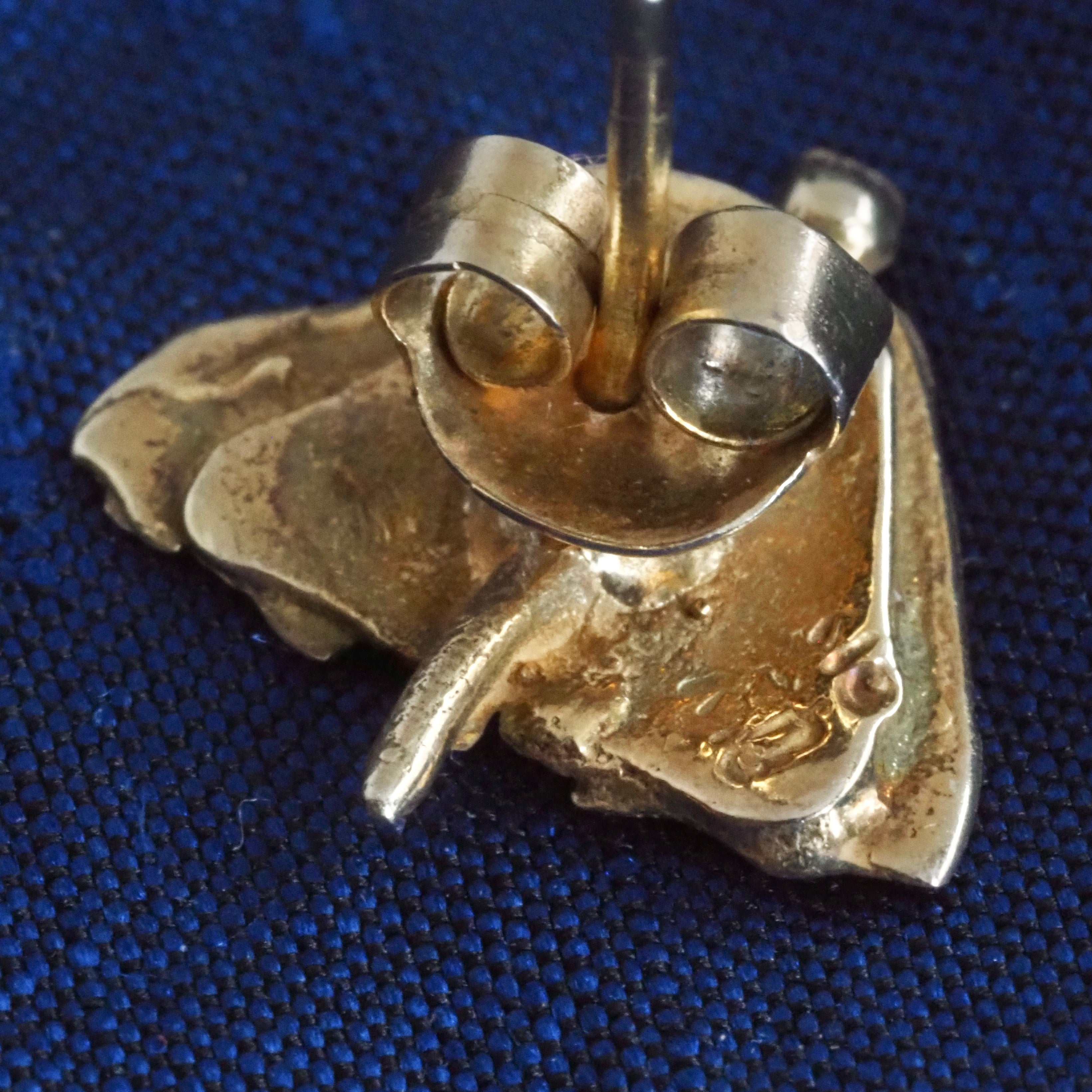 Vintage Moth 18k Gold Post Earrings