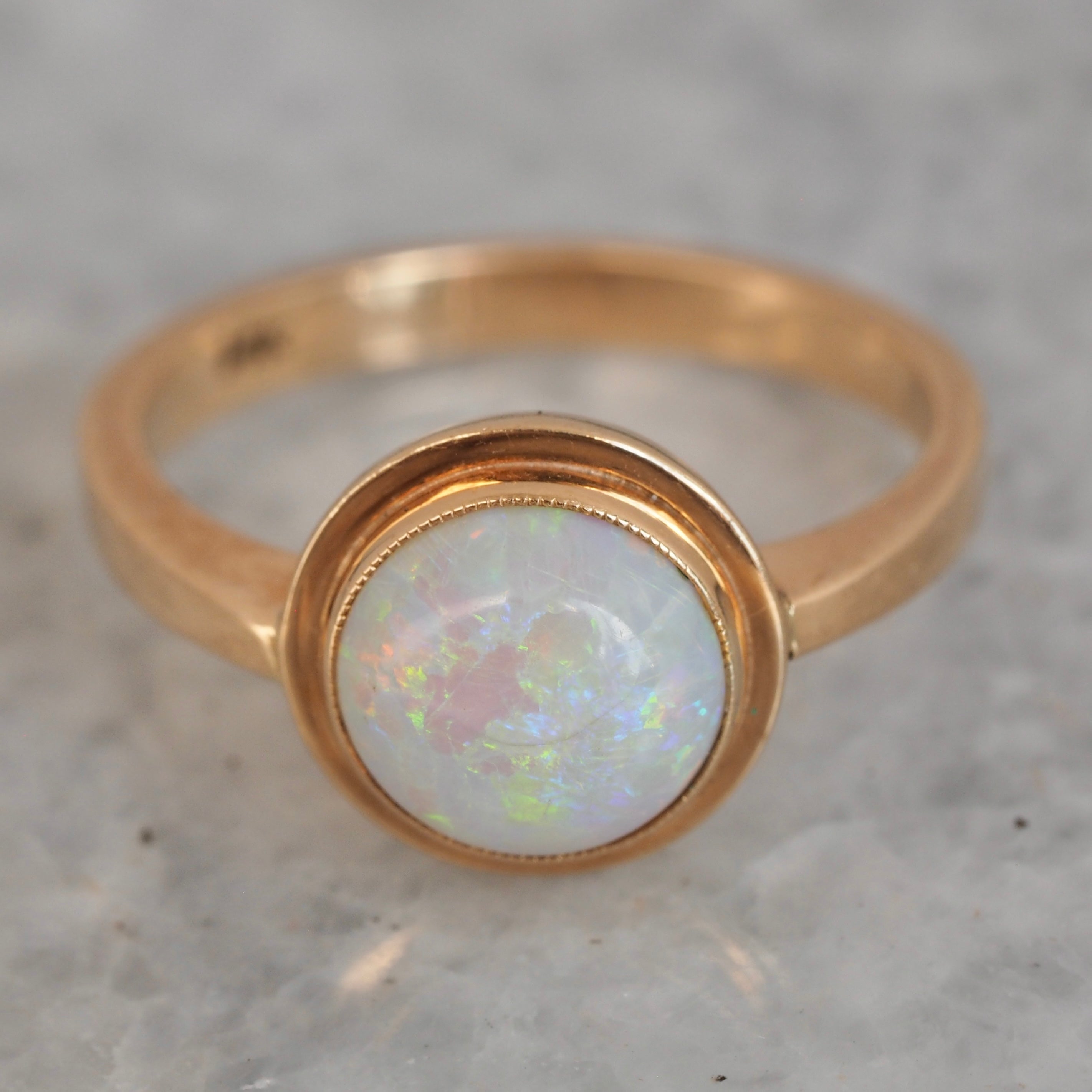 Mid Century Modern 14k Gold Opal Ring