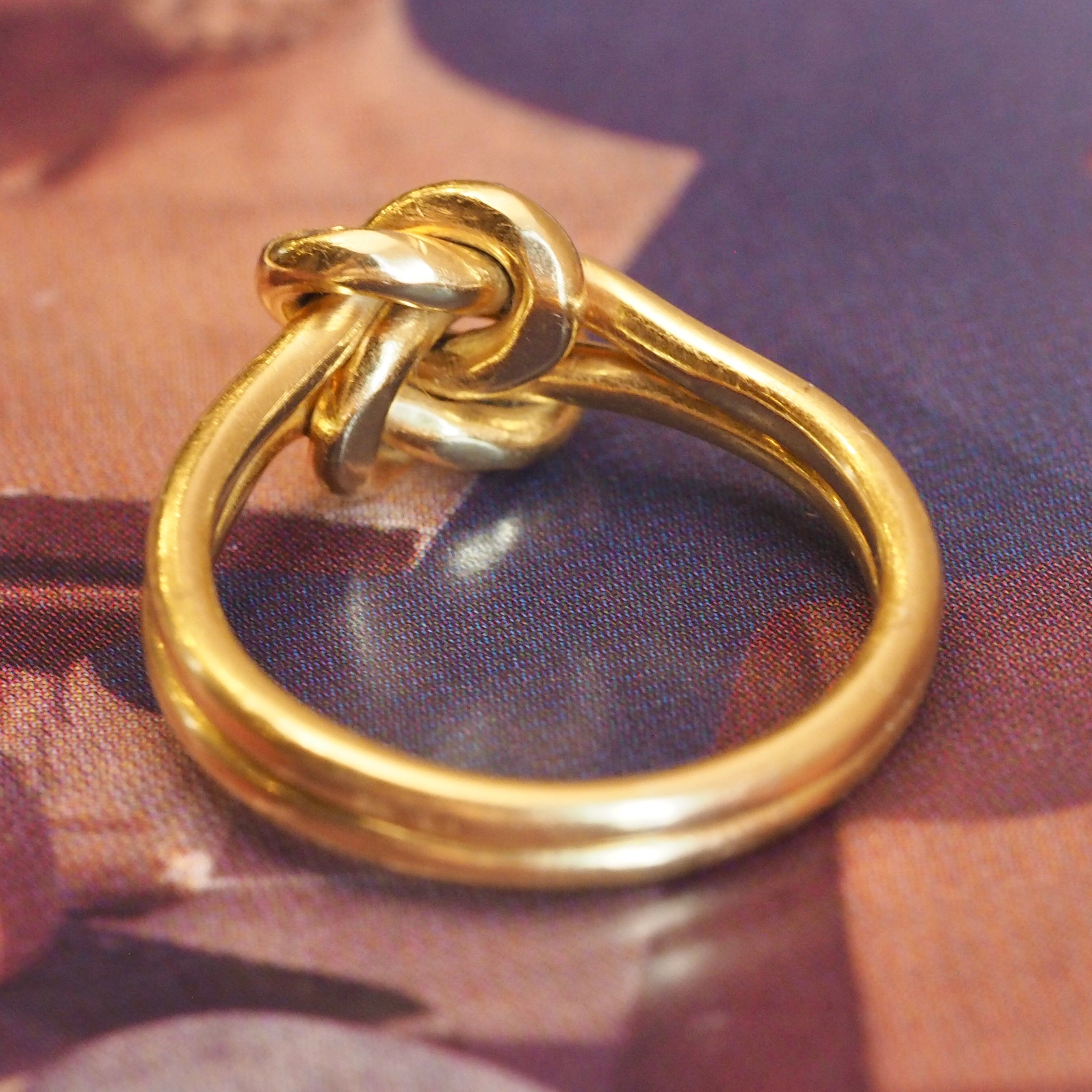 Vintage Portuguese 19k Gold Diamond Double Knot Ring