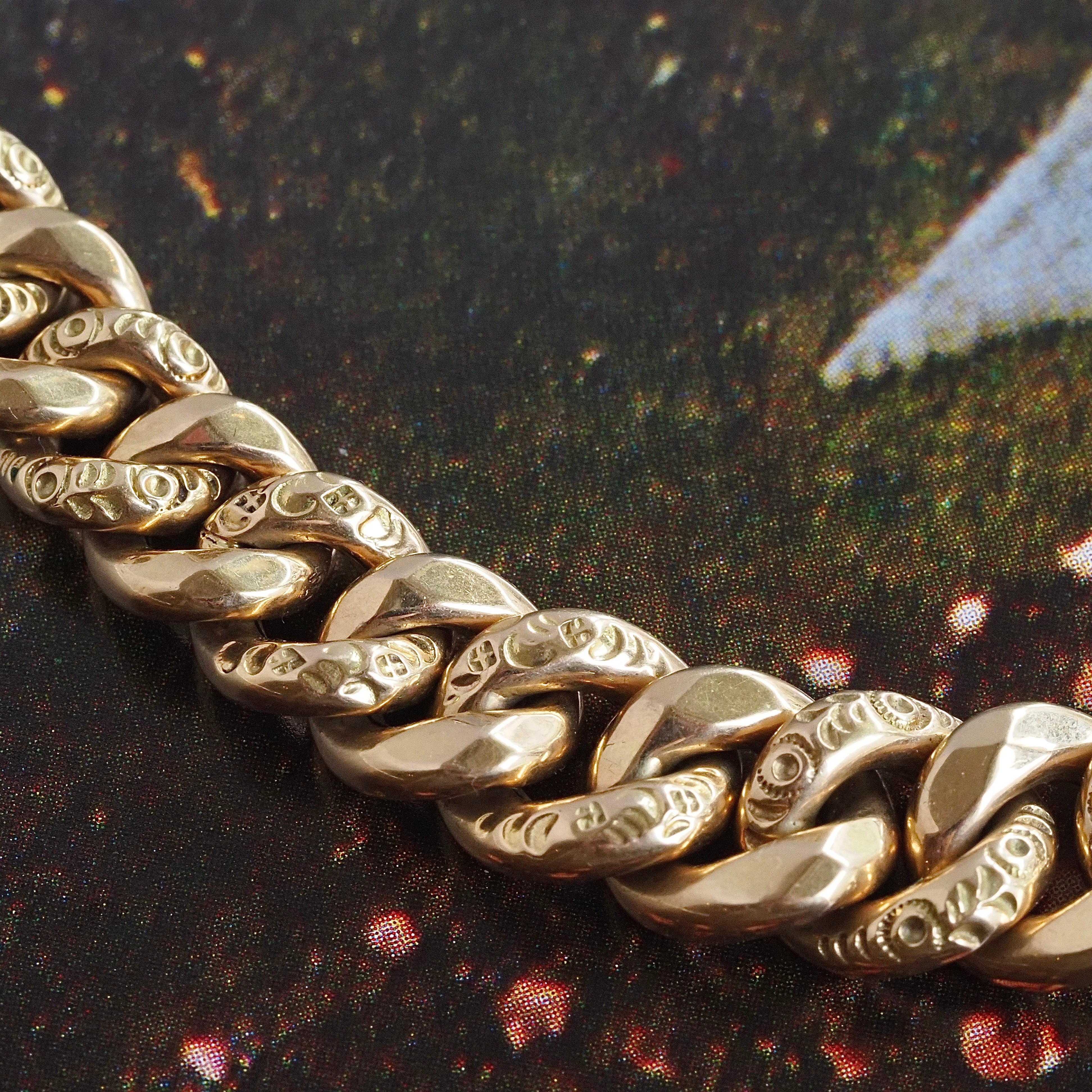 Vintage Spanish 18k Gold Reversible Graduated Curb Chain Necklace