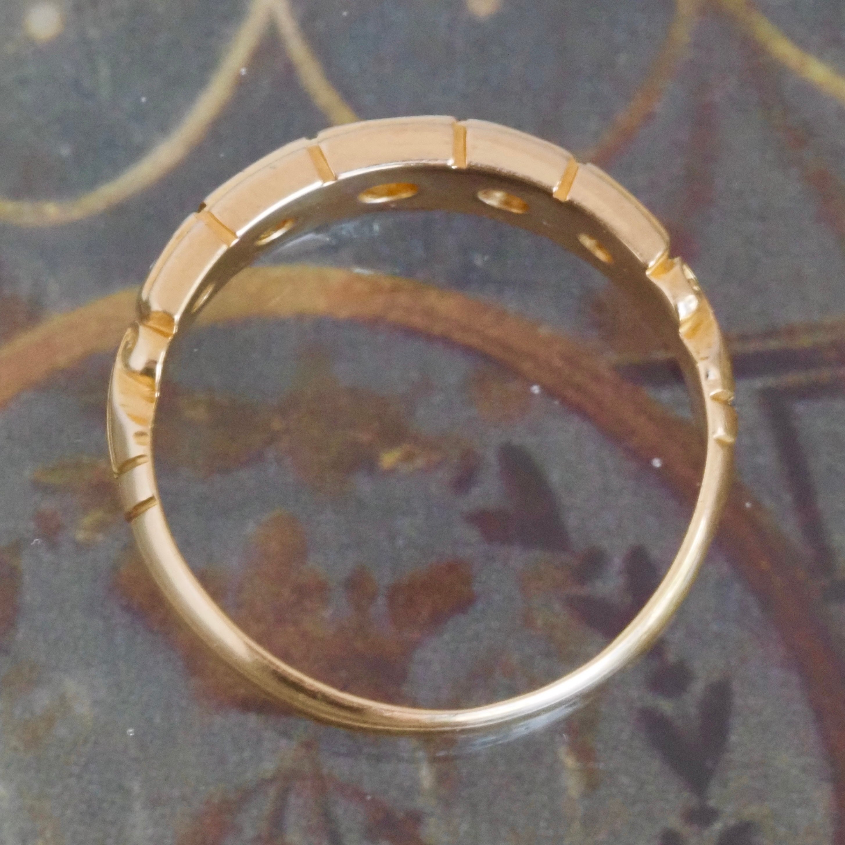 Antique c. 1890 English 18k Gold Flush Set Five Stone Diamond Ring