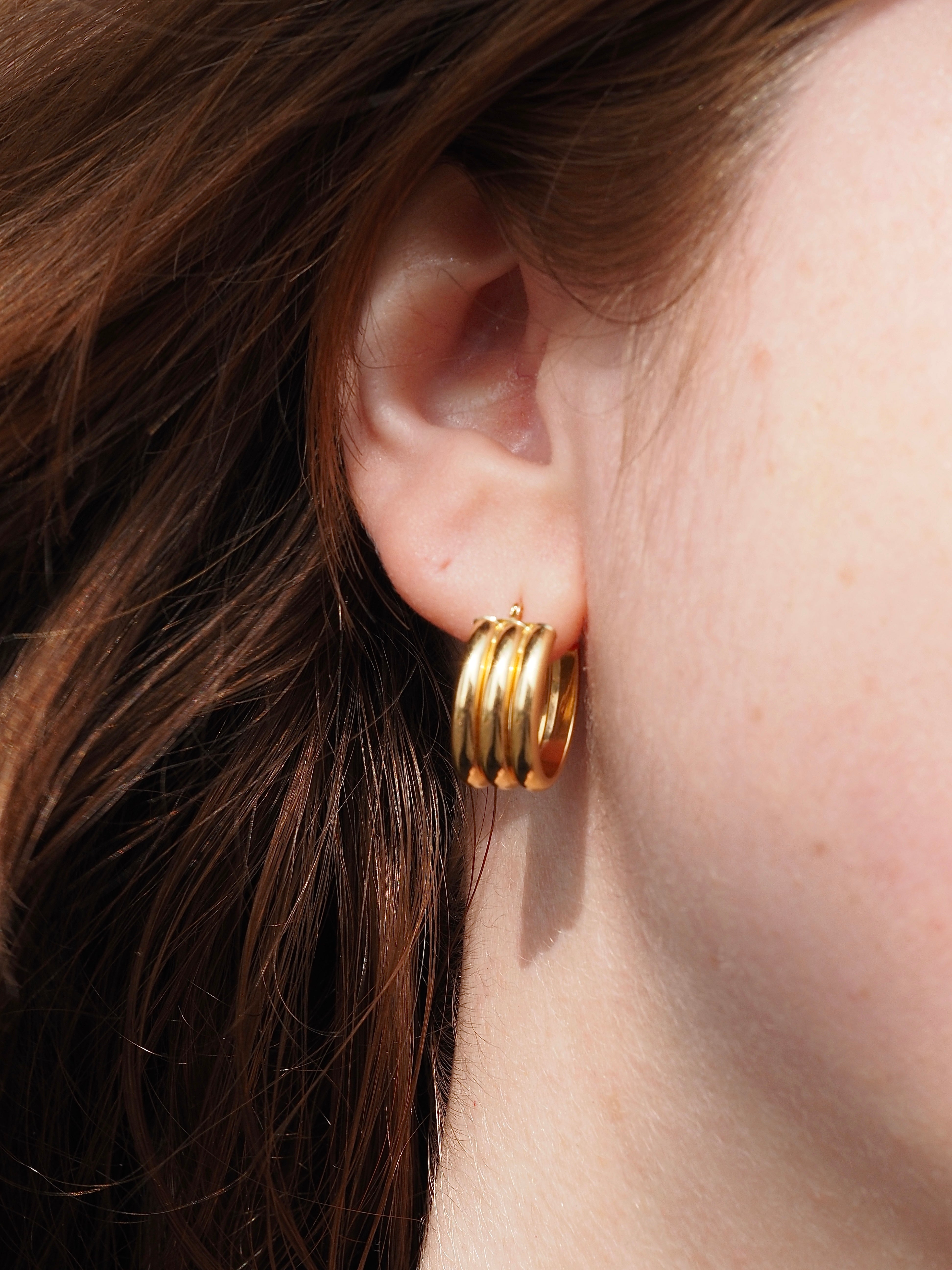 Vintage Italian 18k Gold Triple Hoops