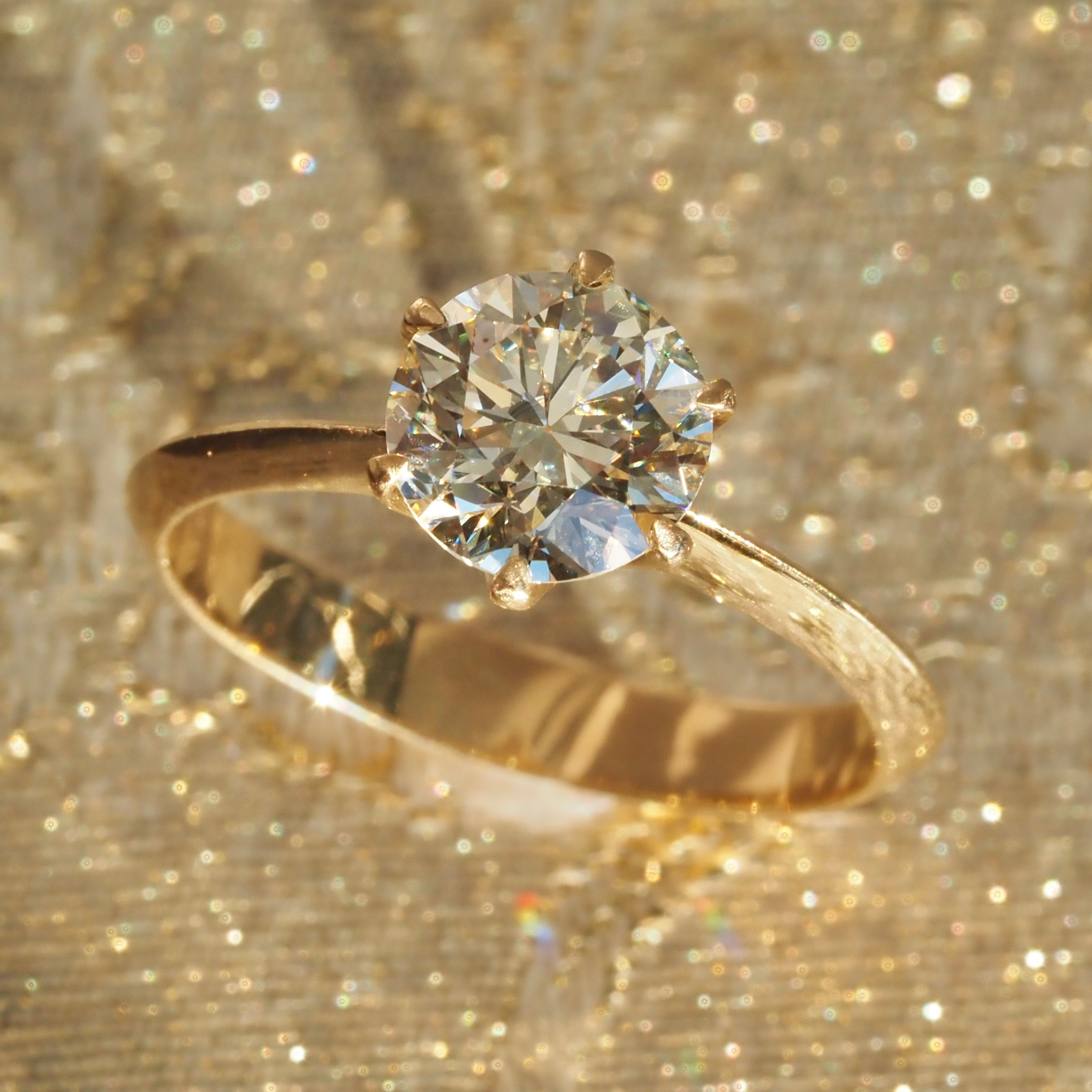 Vintage French 1.43ct Old European Cut Diamond 18k Gold Engagement Ring