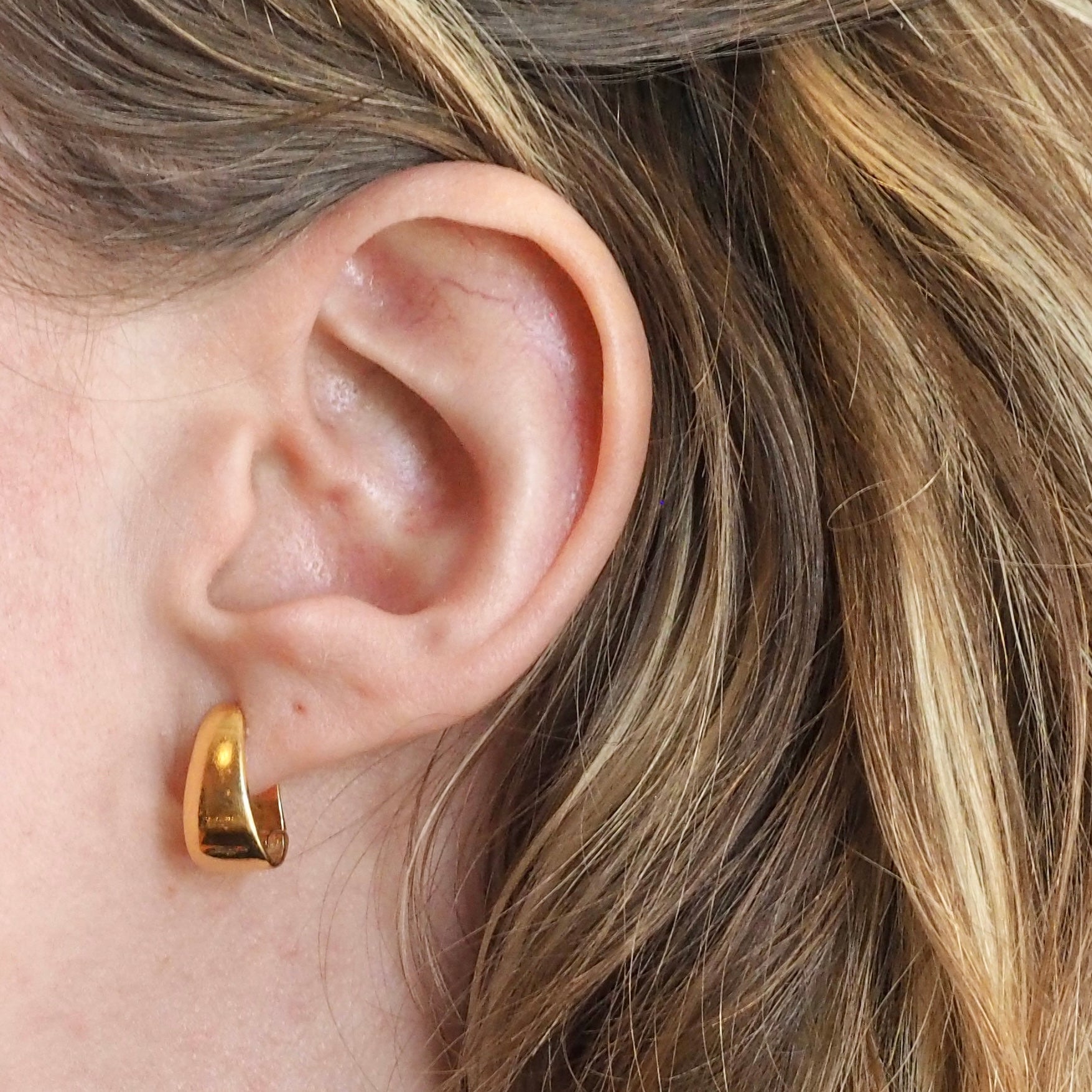 Vintage Portuguese 19k Gold Hinged Huggie Earrings