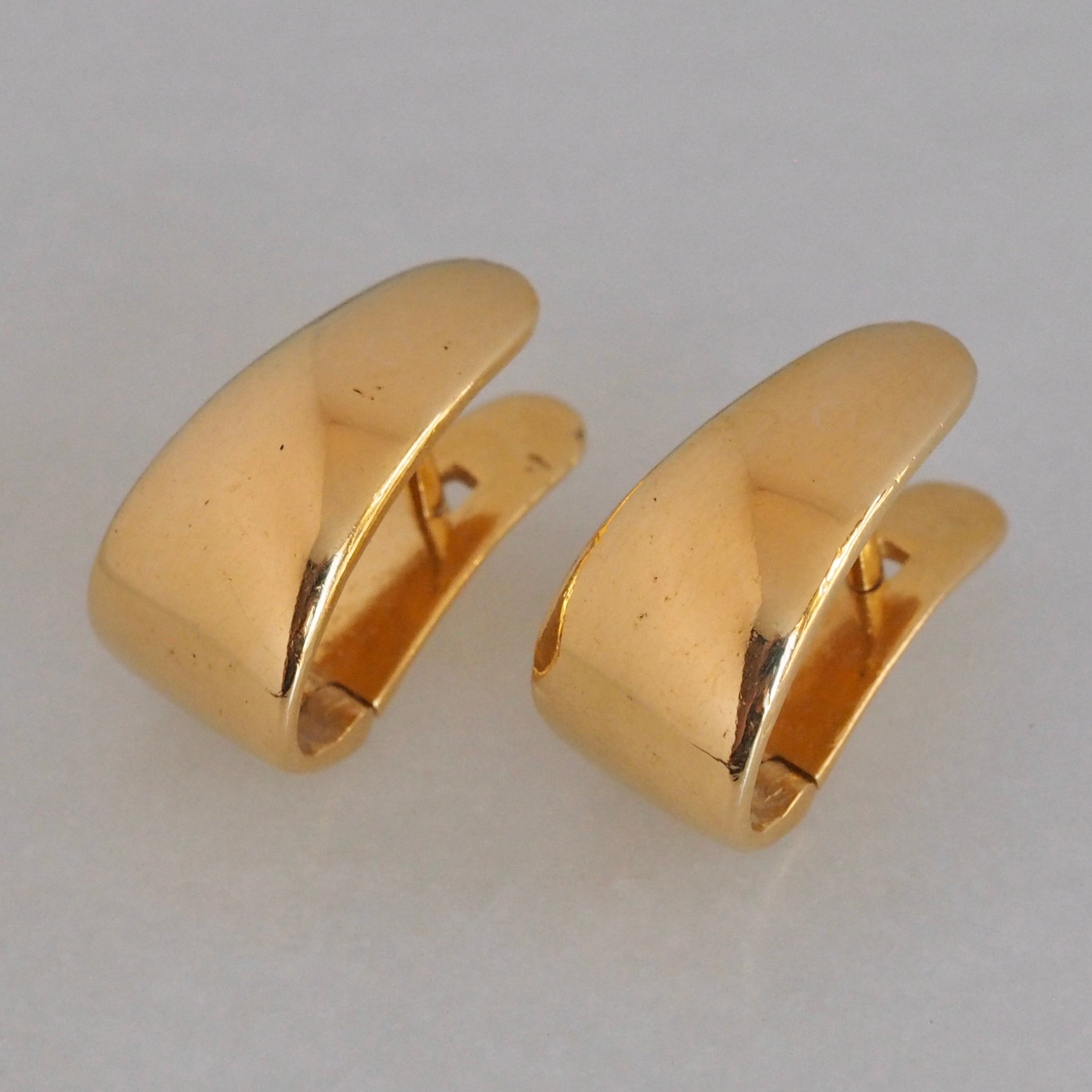 Vintage Portuguese 19k Gold Hinged Huggie Earrings