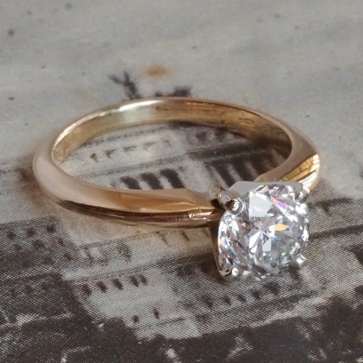 Antique 1.19ct Old European Cut Diamond 14k Gold Solitaire Engagement Ring