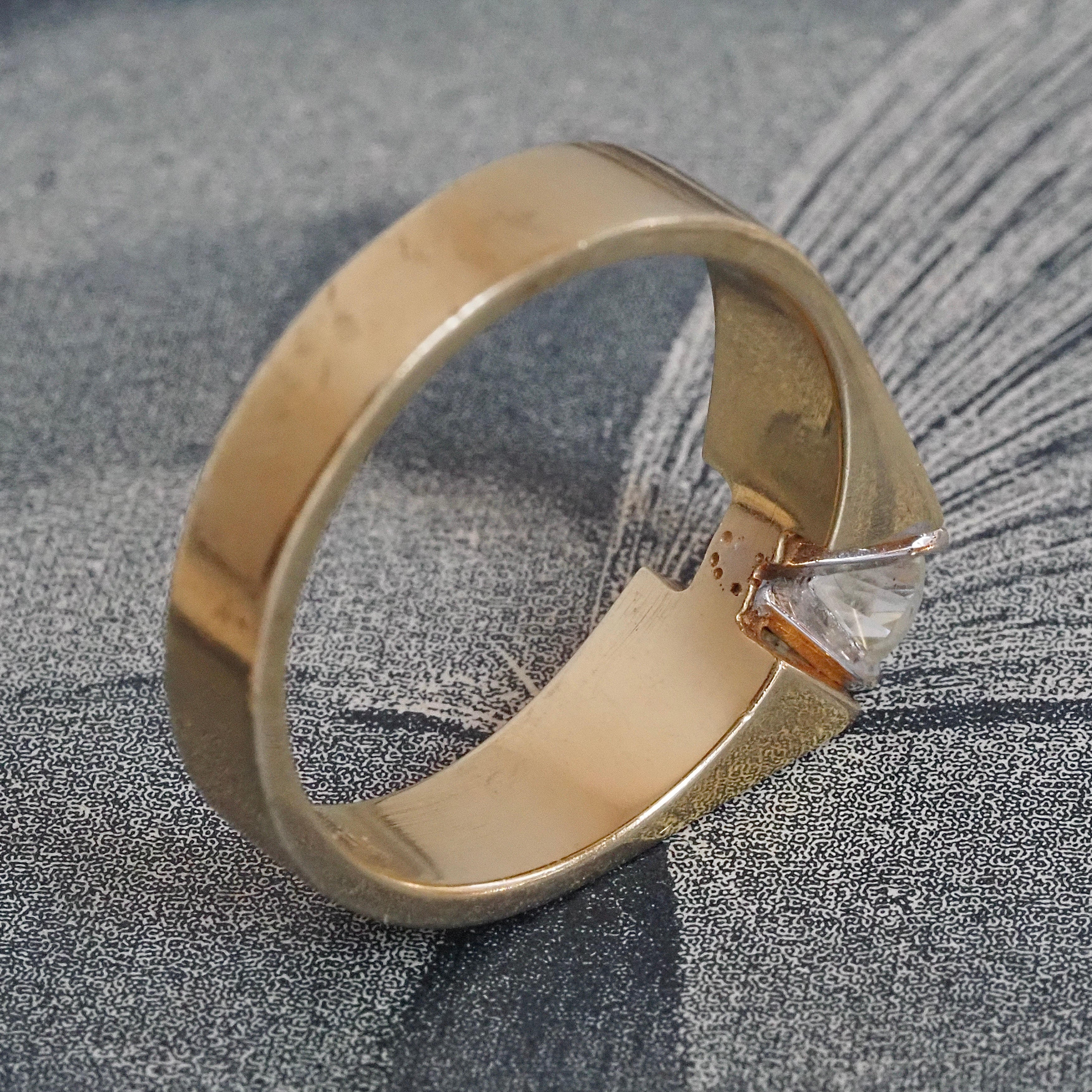 Vintage Modernist 14k Gold Diamond Solitaire Engagement Ring