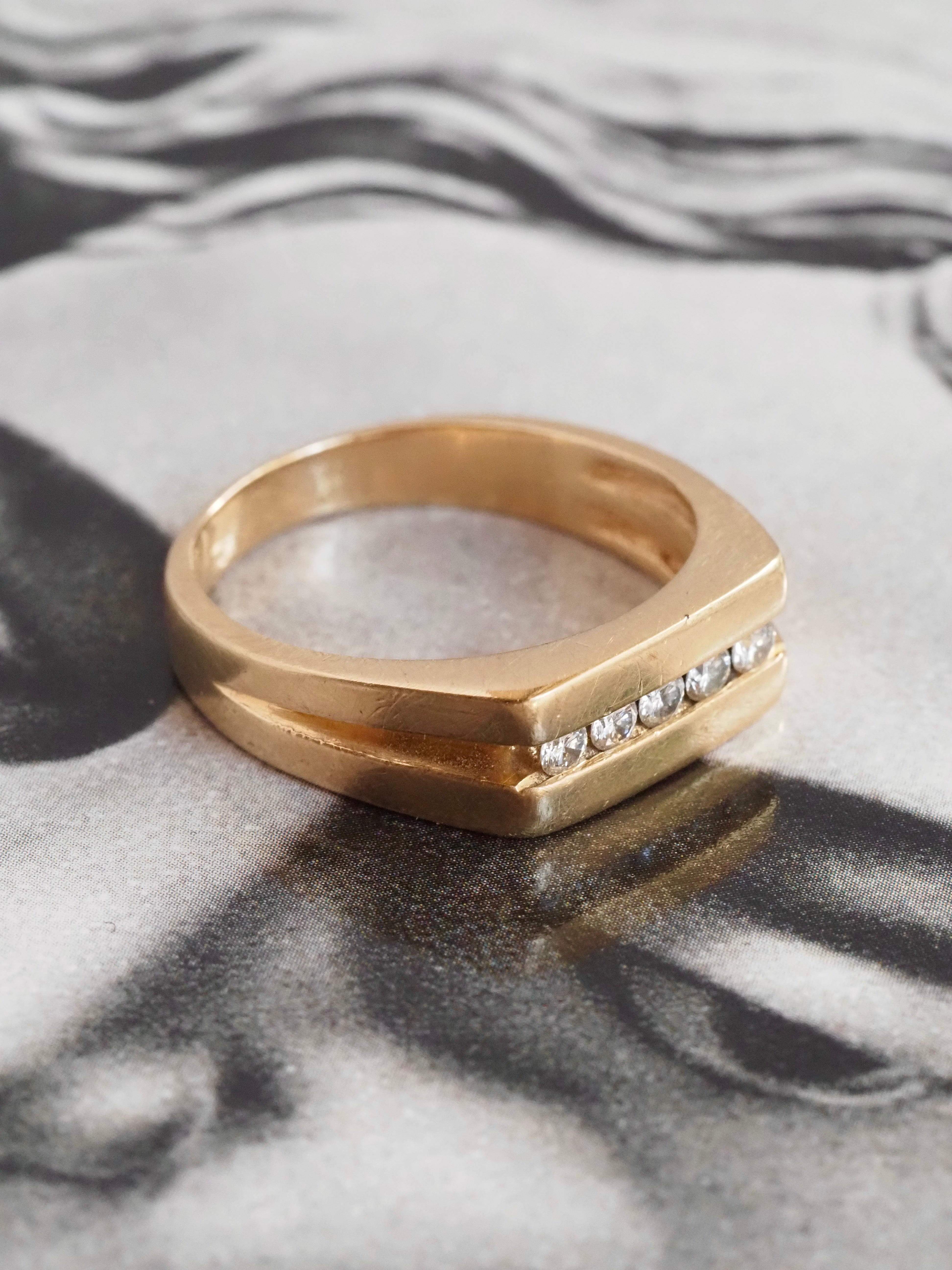 Vintage 14k Gold Channel Set Diamond Band