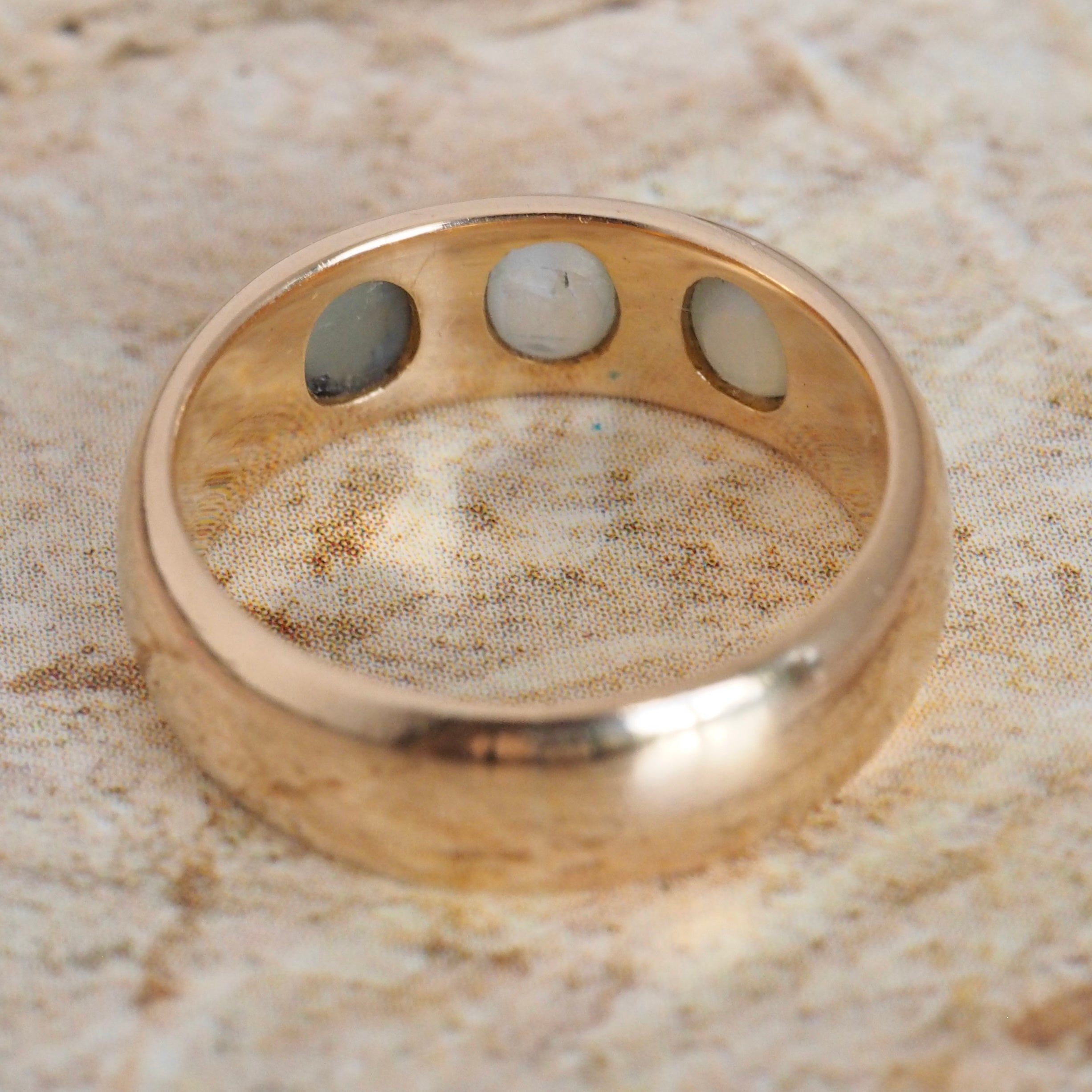 Mid-Century 18k Gold Chrysoberyl Trilogy Ring