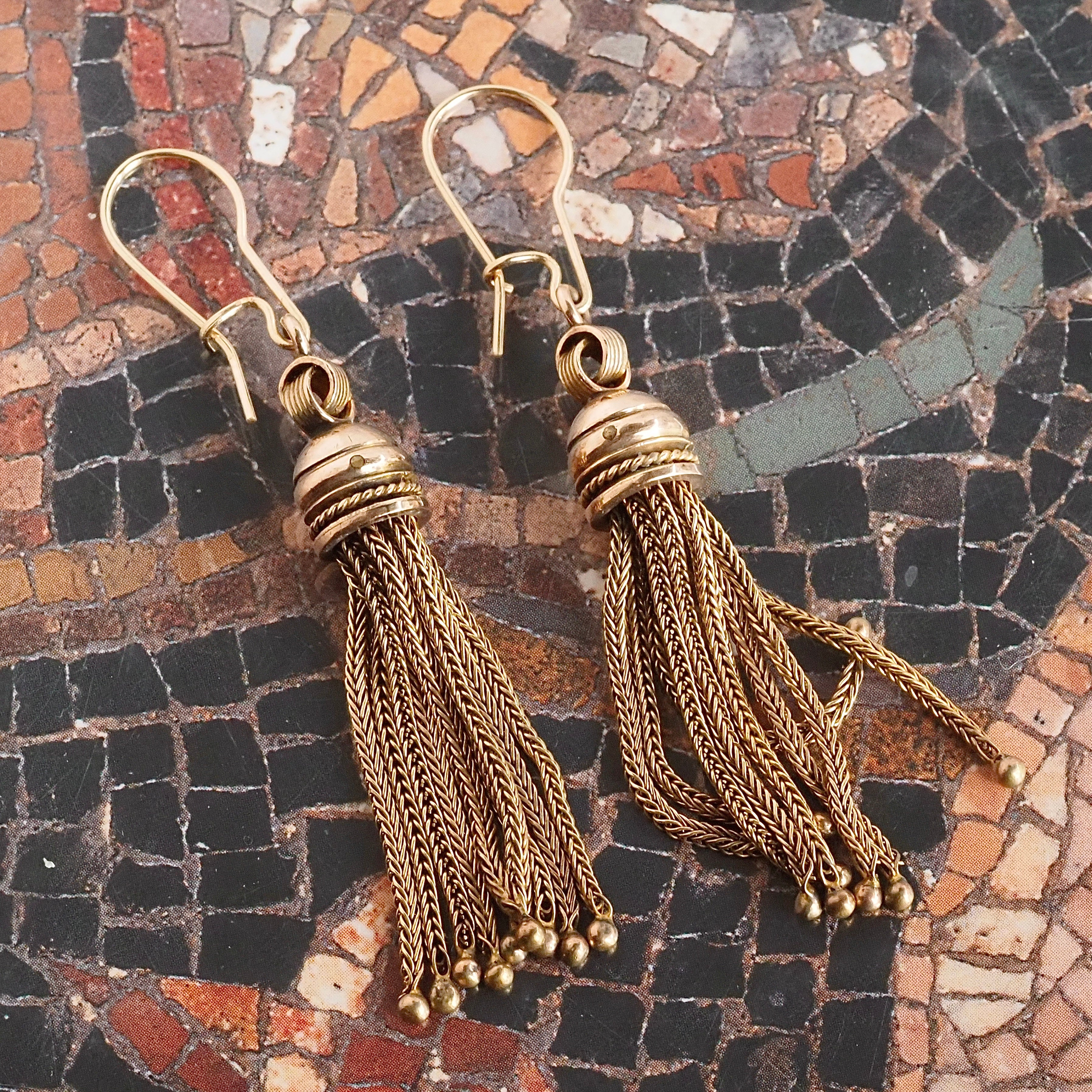 Antique Victorian Gold Tassel Earrings