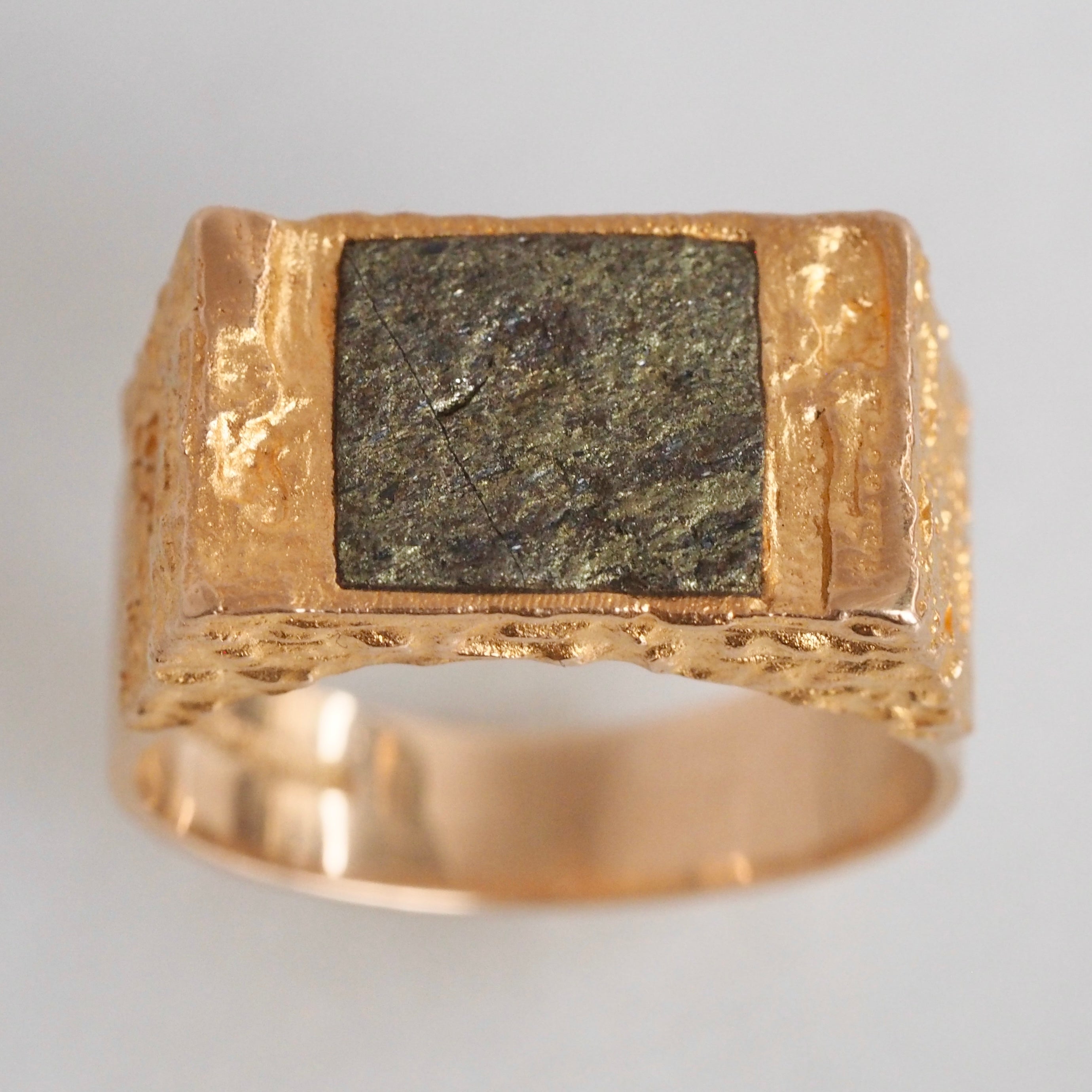 Vintage Modernist Pyrite and 14k Gold Ring by Björn Weckström for Lapponia