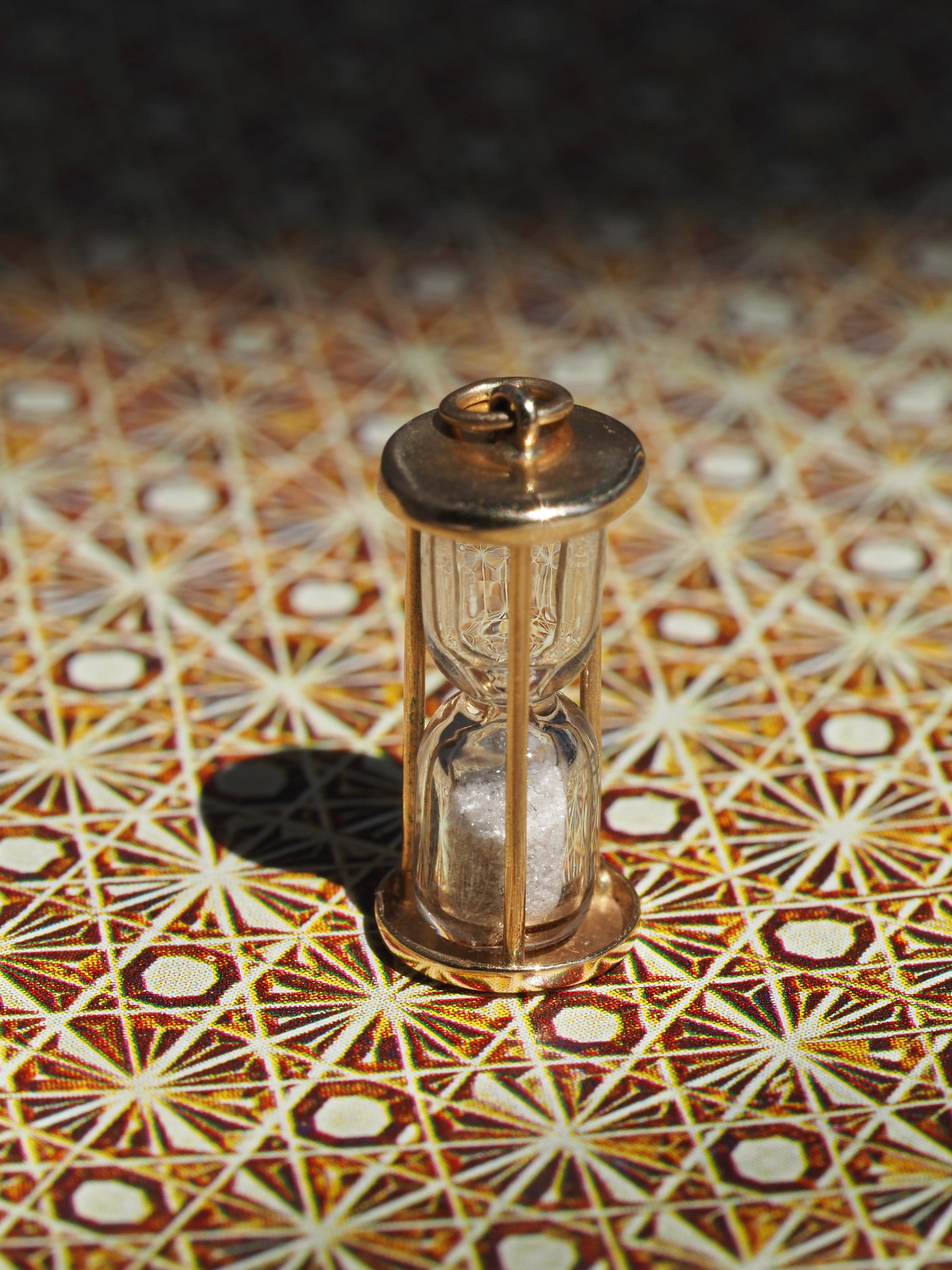 Vintage 14k Gold Diamond Dust Hourglass Charm