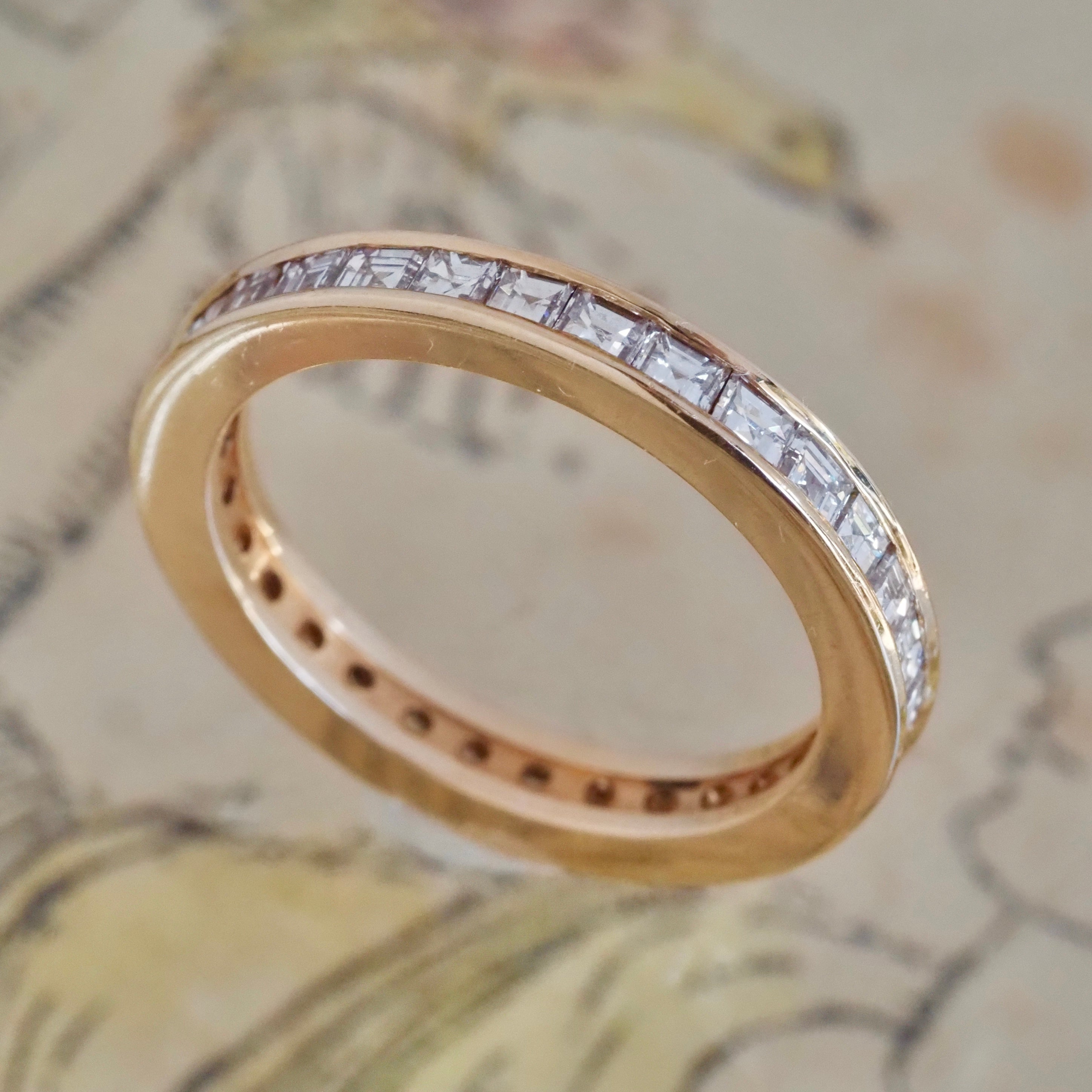 Step Cut Diamond Eternity 14k Gold Ring
