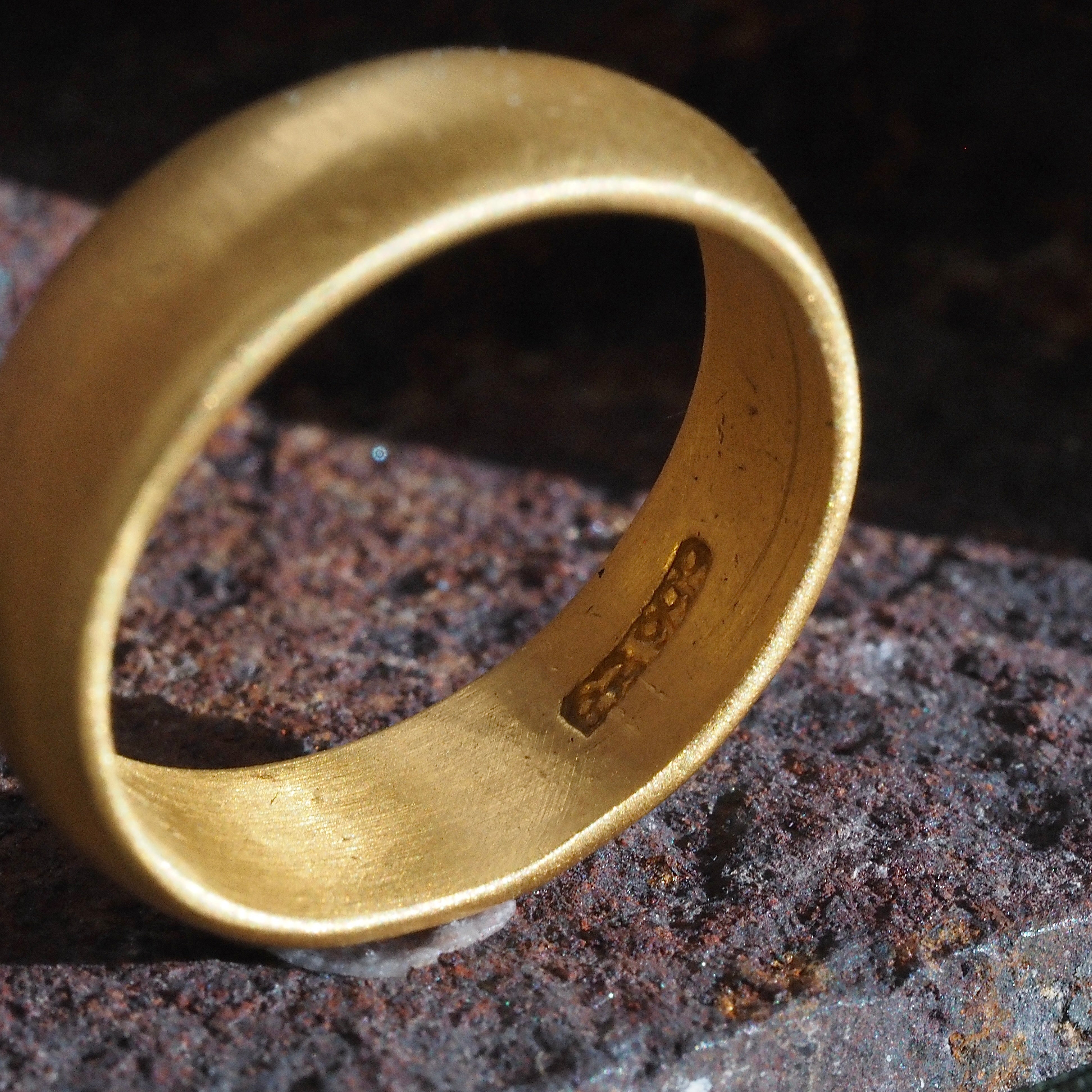 Vintage Brushed 24k Gold Band