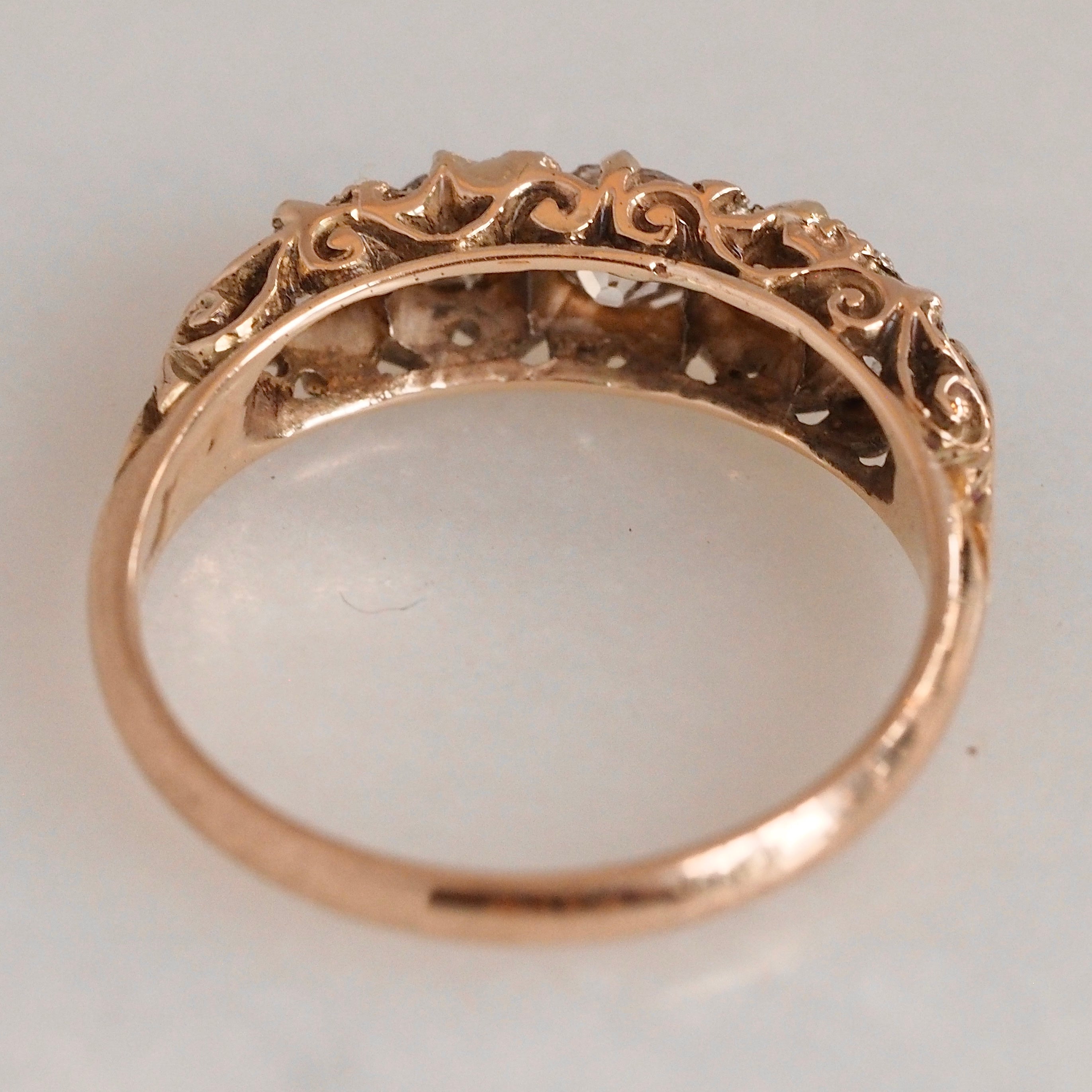 Antique Victorian 18k Gold Half Hoop Diamond Band