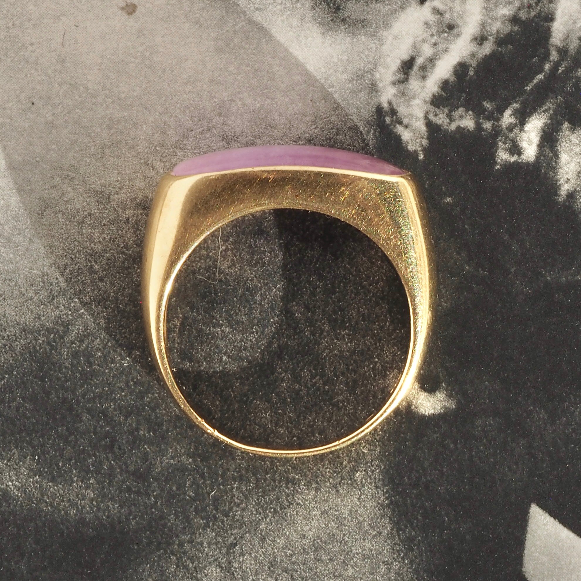 Vintage 14k Gold Lavender Jade Saddle Ring