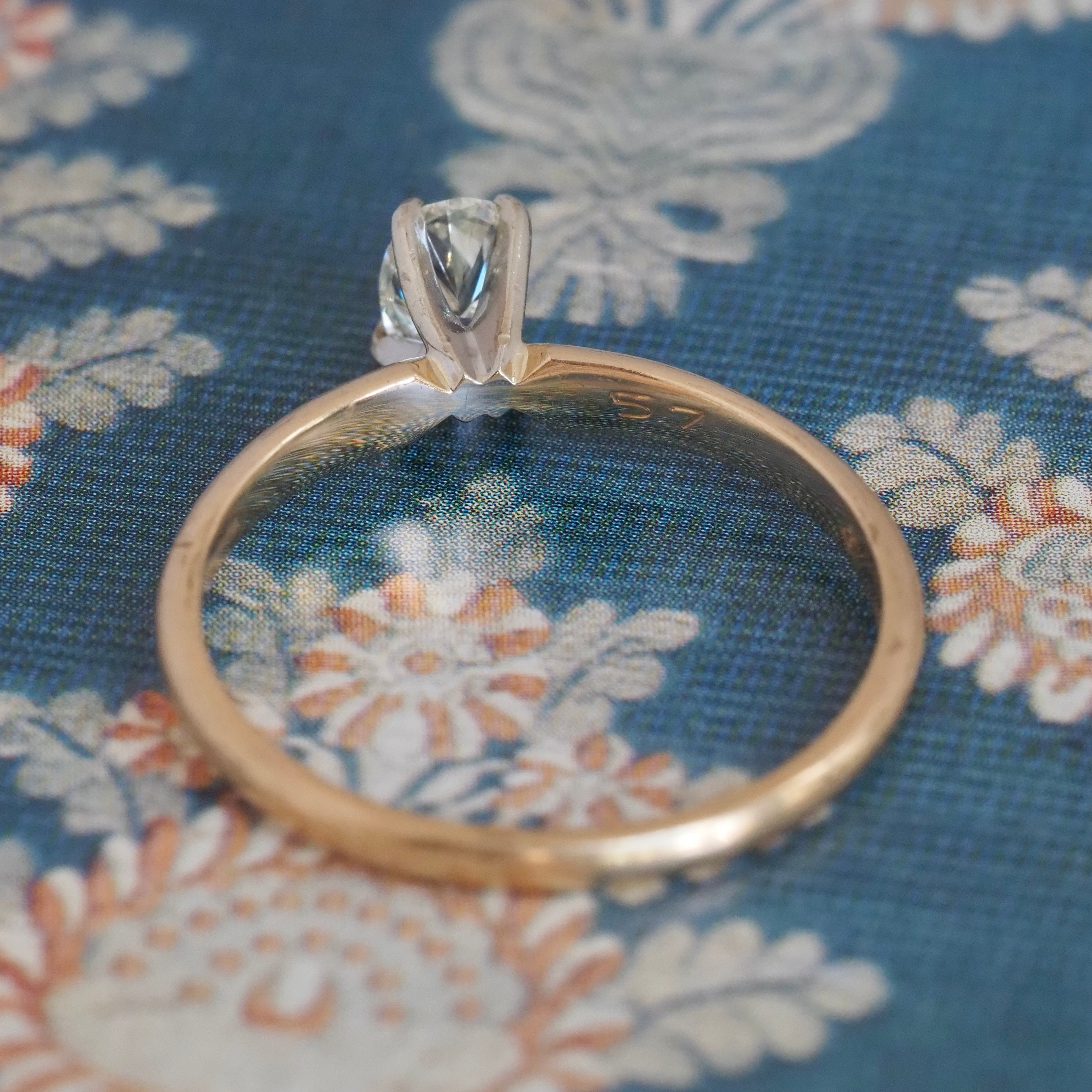 Vintage 14k Gold Oval Brilliant Cut Diamond Solitaire Ring