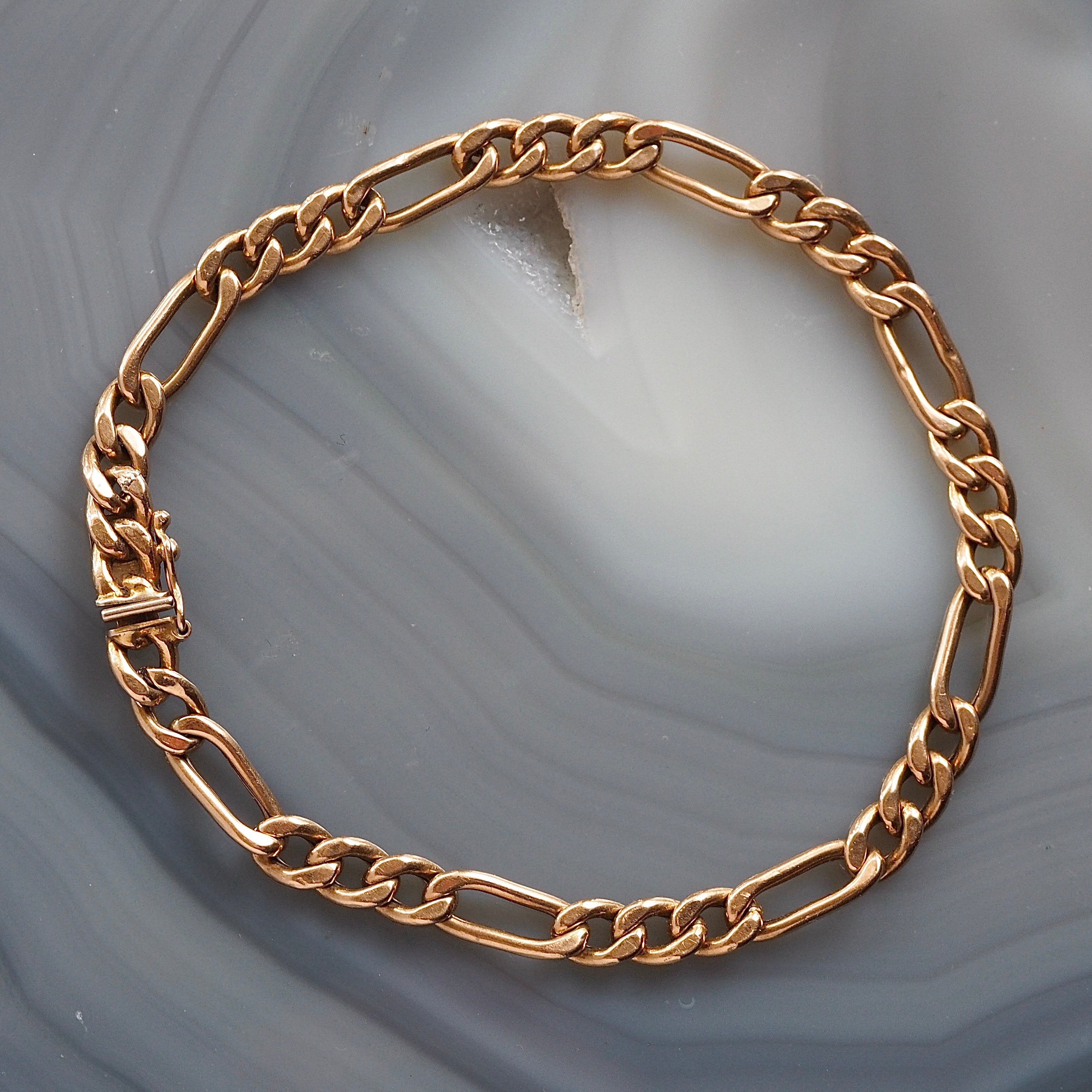 Vintage 14k Gold Italian Figaro 7.75" Bracelet