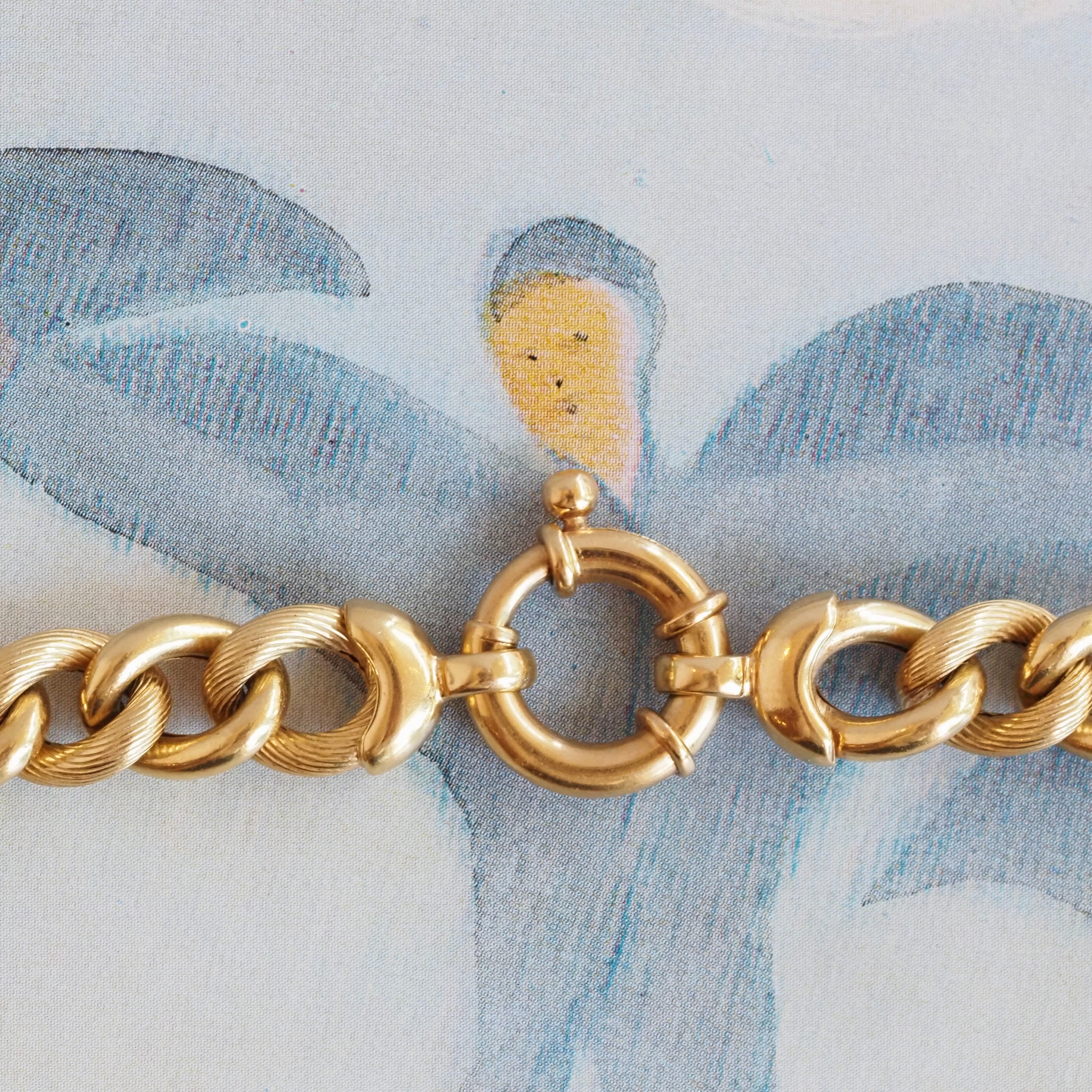 Vintage Italian 18k Gold Textured Curb Link Chain Necklace