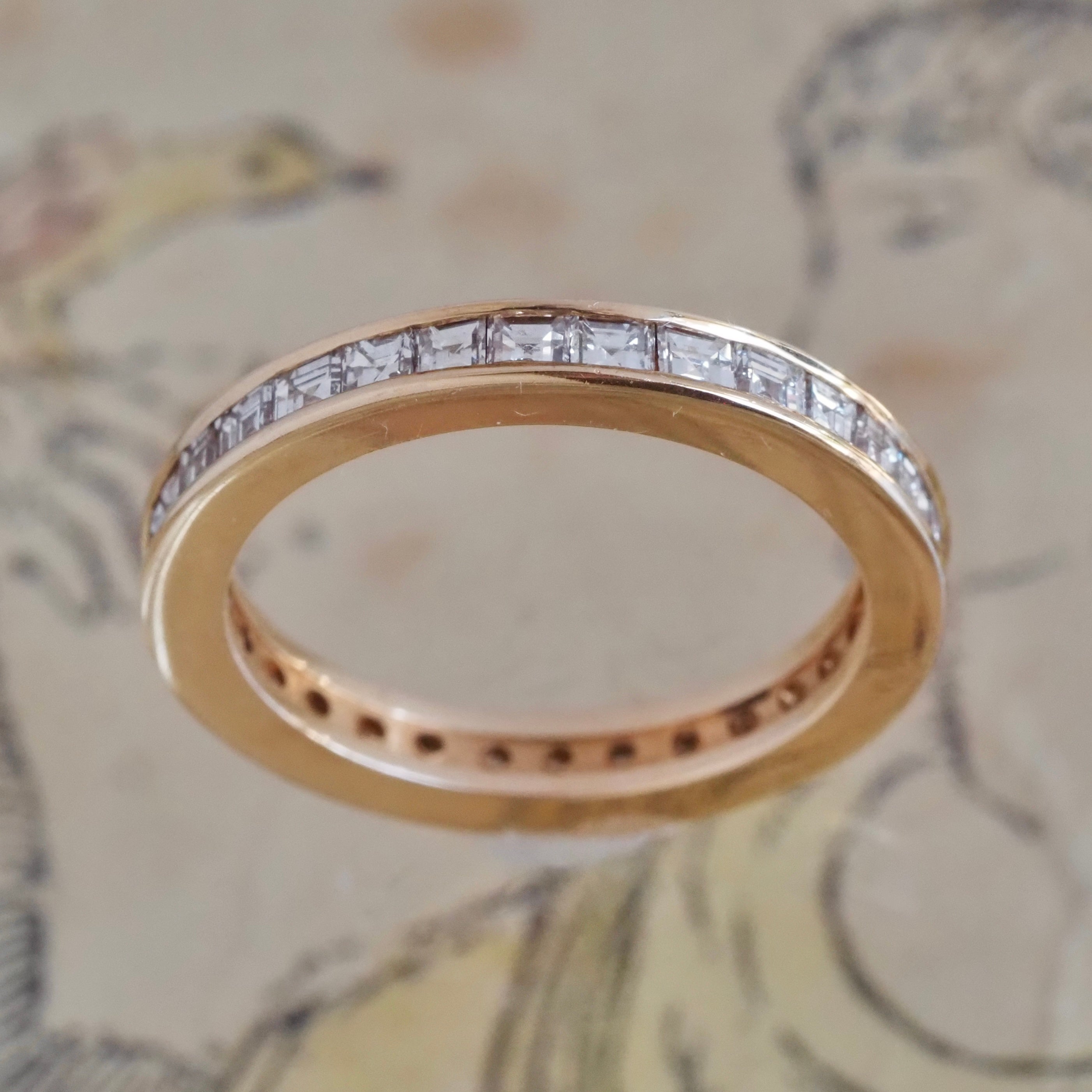 Step Cut Diamond Eternity 14k Gold Ring