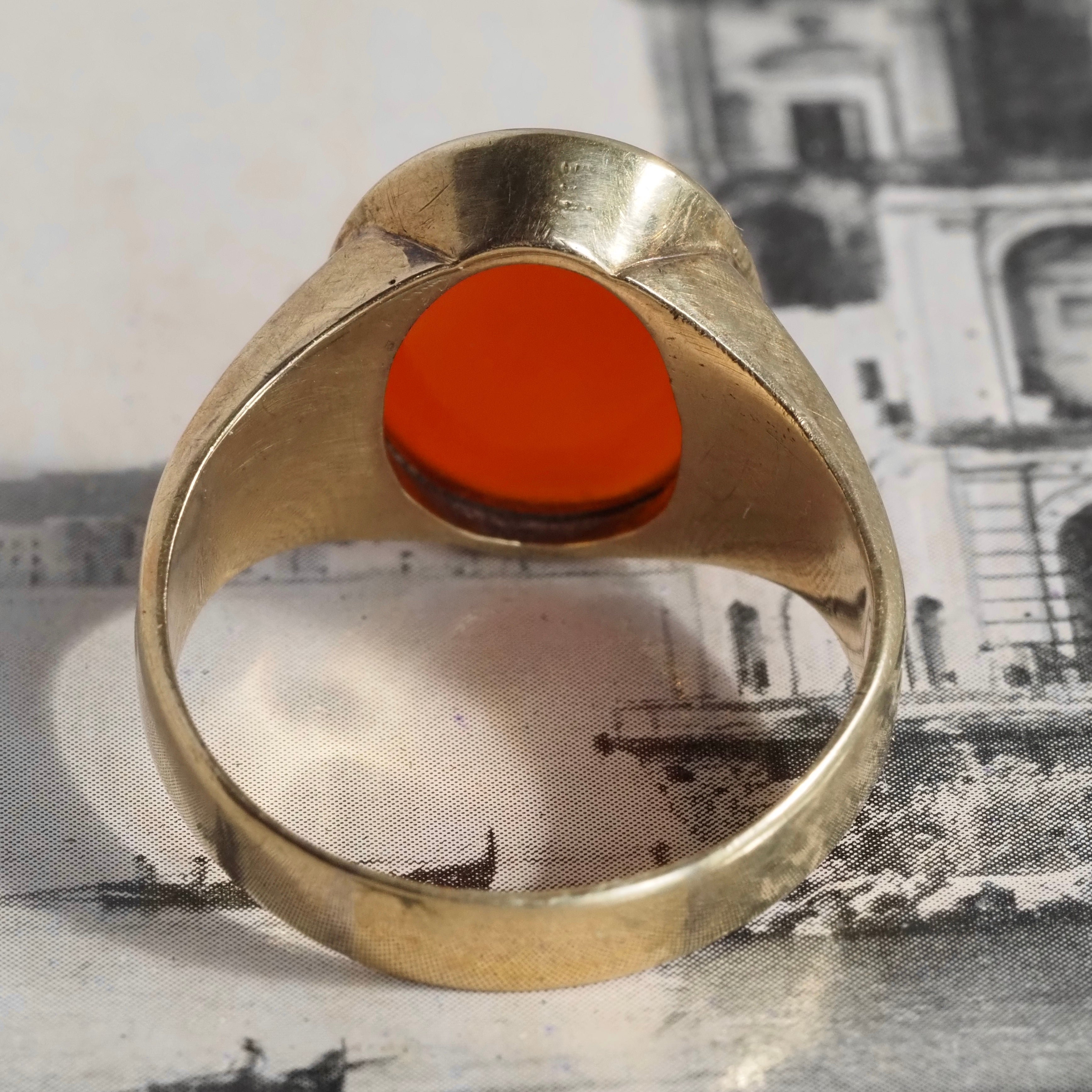 Antique Edwardian Carnelian Signet 8k Gold Ring