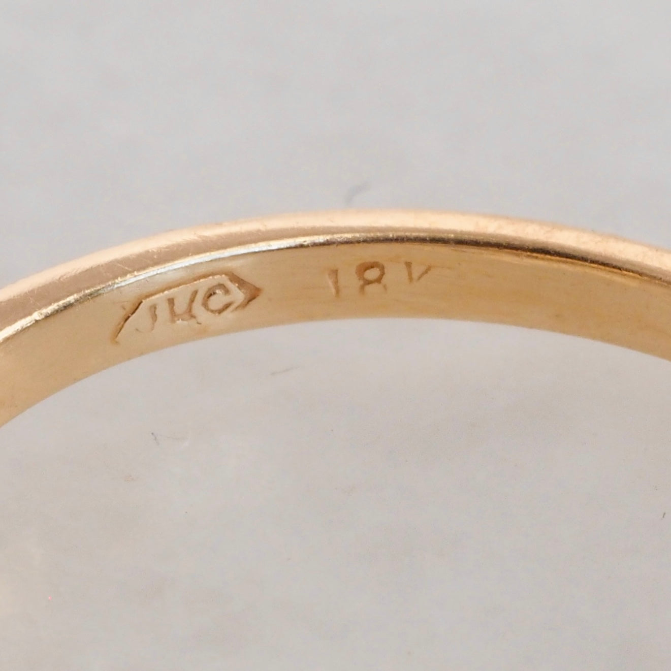 Midcentury Modern Brushed 18k Gold Old European Cut Diamond Ring