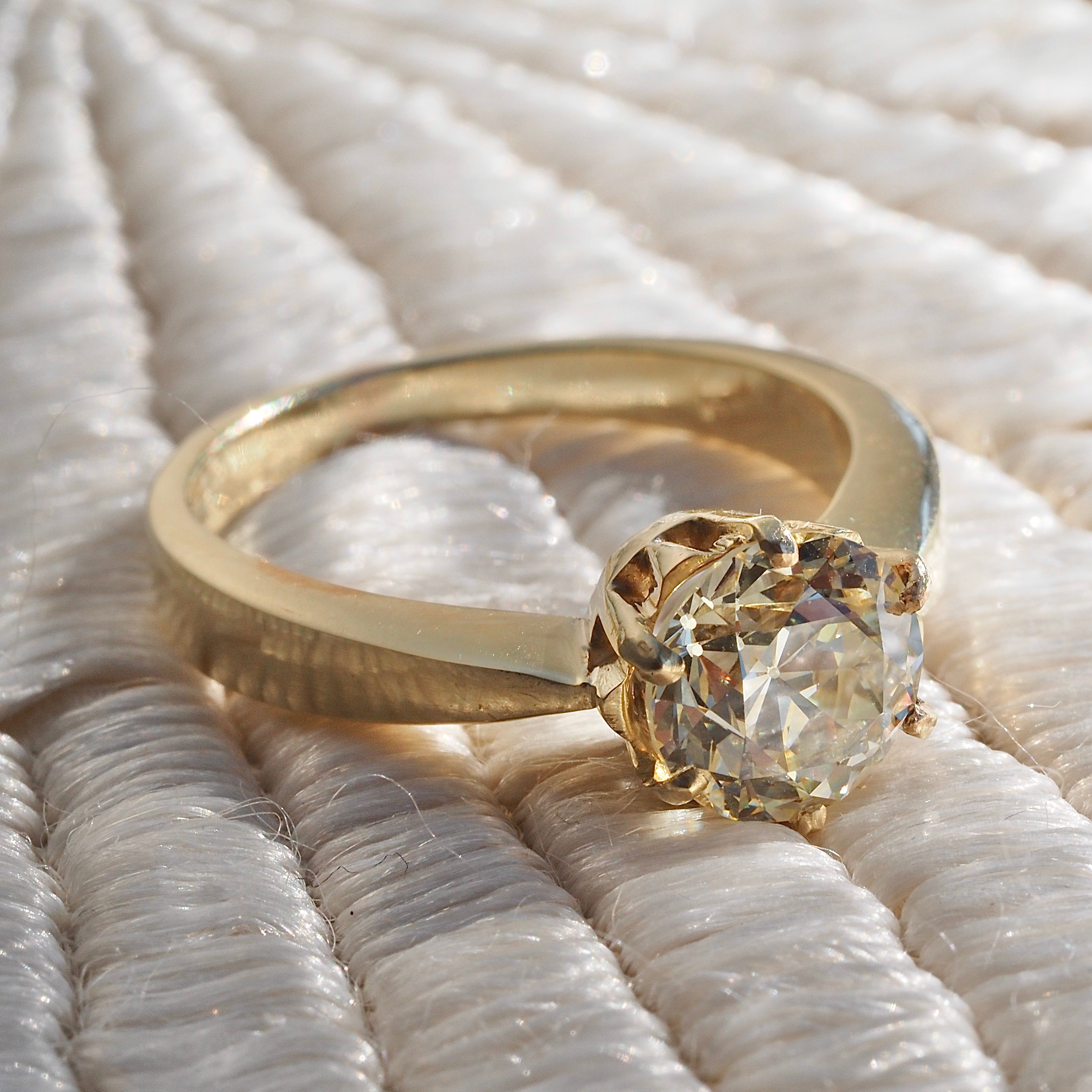 Antique 2.01ct Old European Cut Diamond in Vintage 14k Gold Engagement Ring