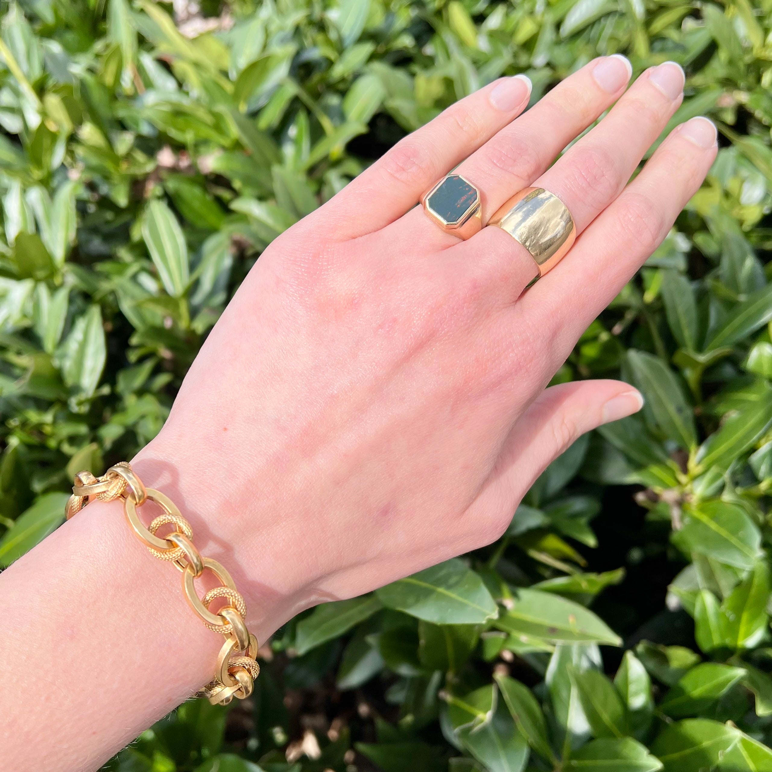 Vintage Italian 18k Gold Chunky Offset Link Bracelet