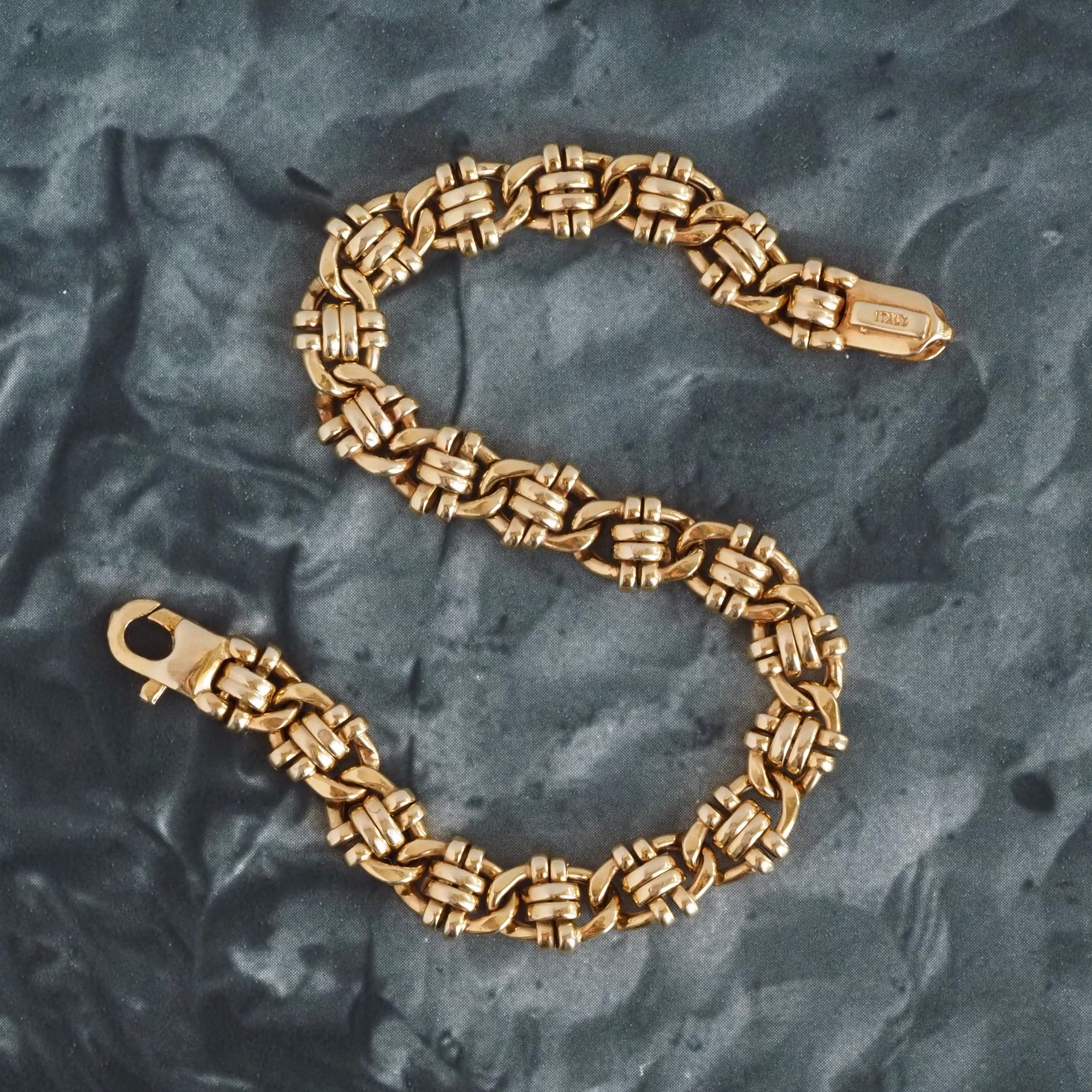 Vintage Italian Split Mariner Chain Link 14k Gold Bracelet