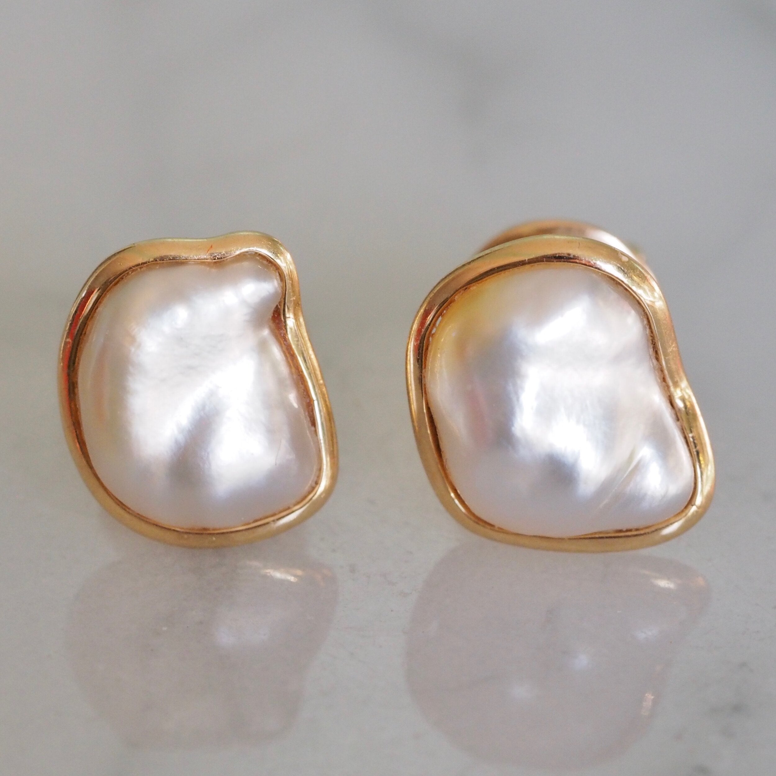 Baroque Pearl and 18k Gold Earrings