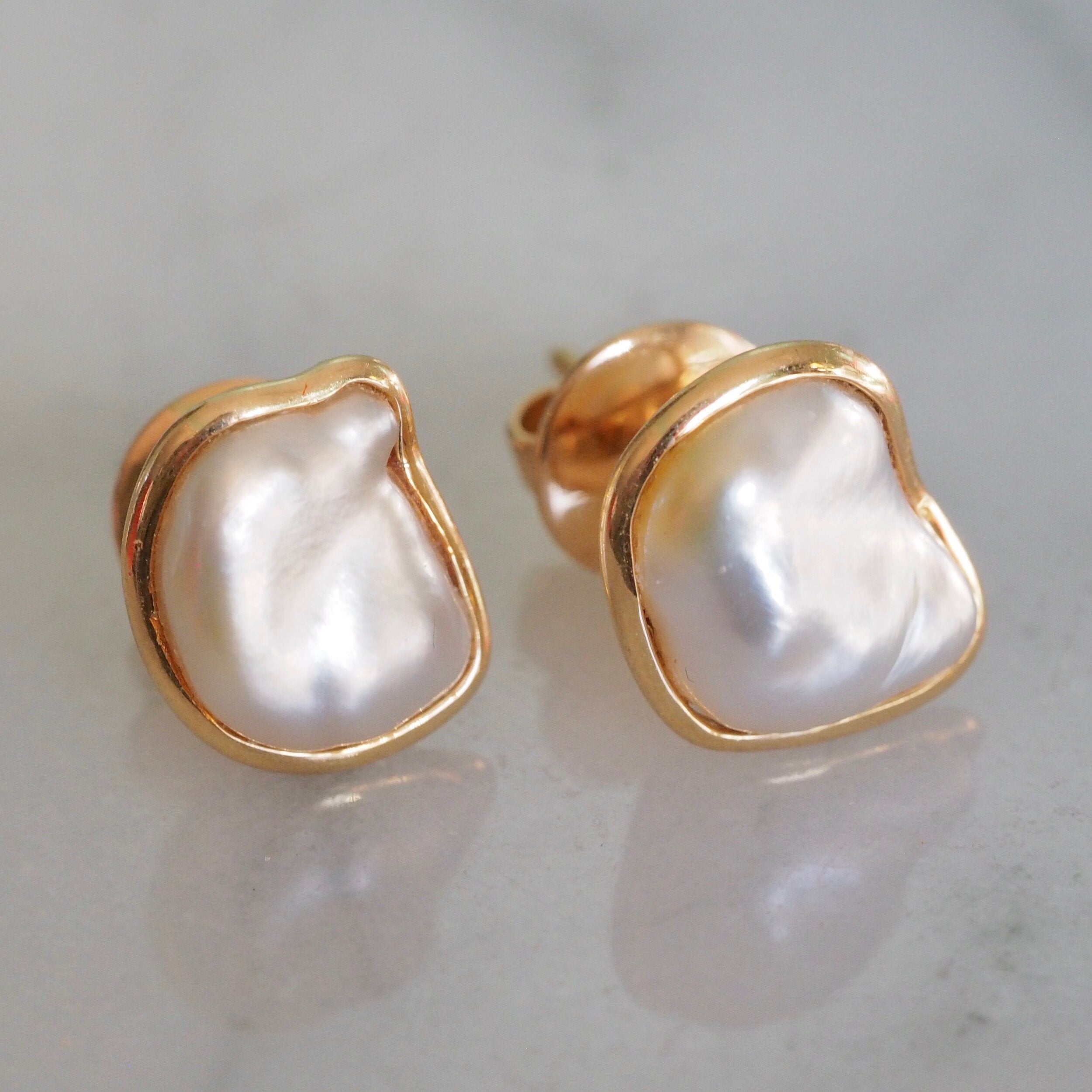 Baroque Pearl and 18k Gold Earrings