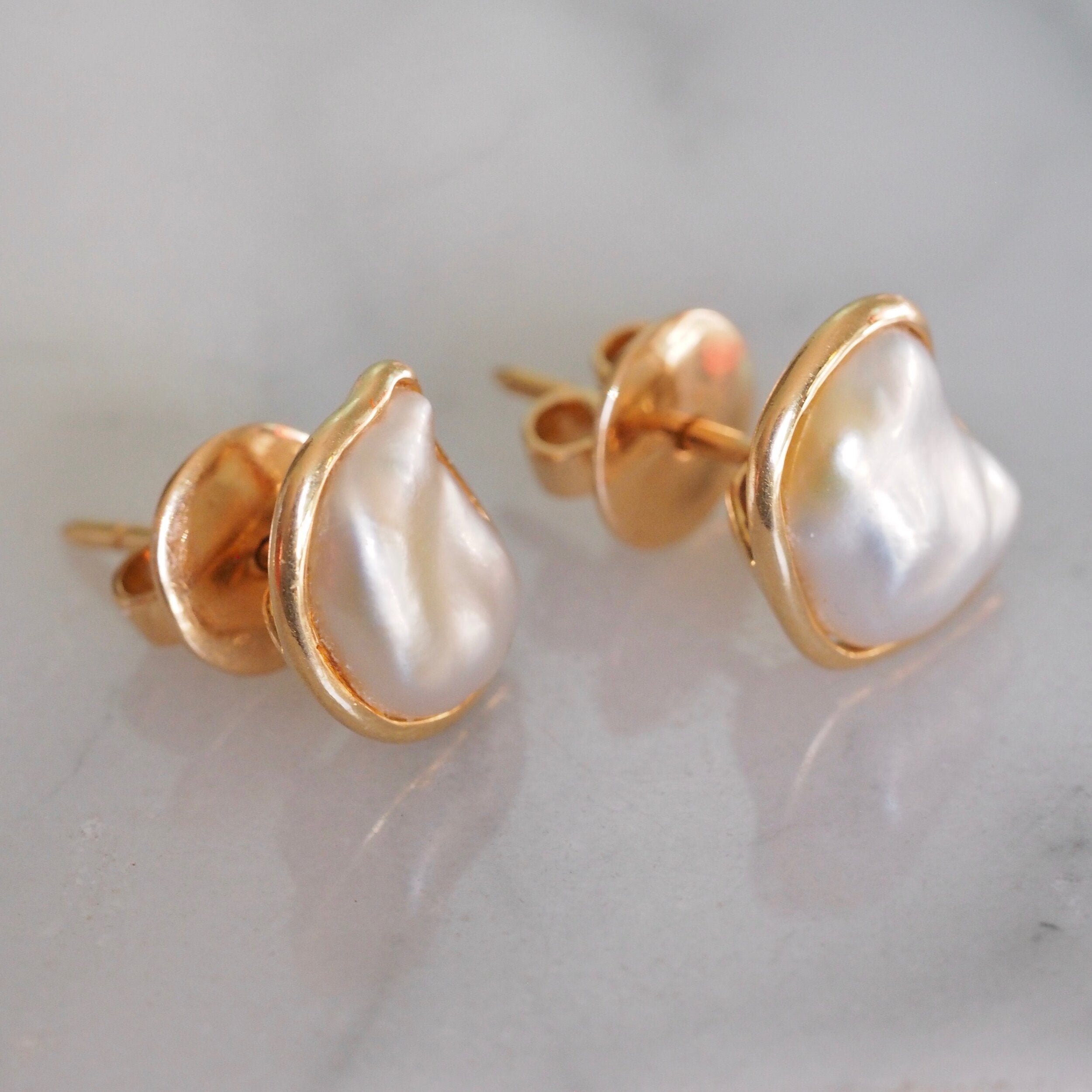 Baroque Pearl and 18k Gold Earrings
