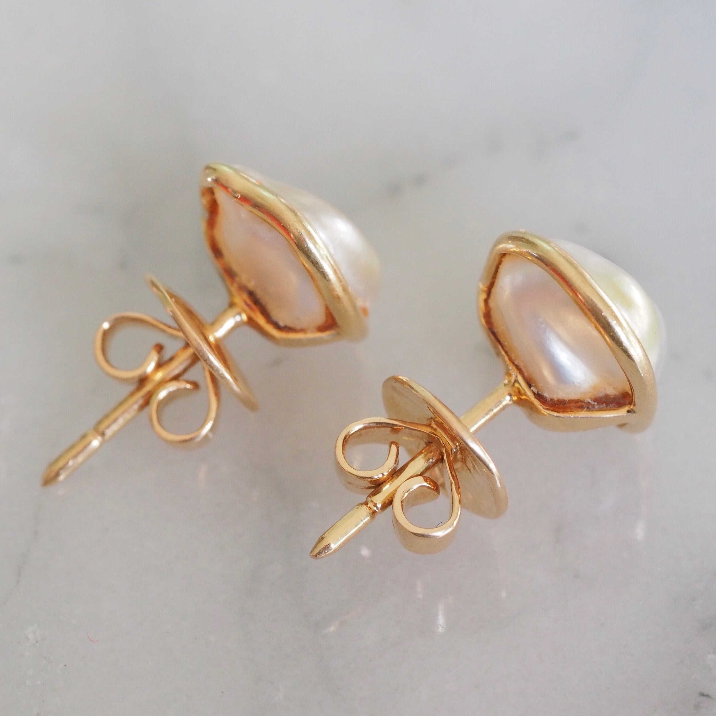 Baroque Pearl and 18k Gold Earrings