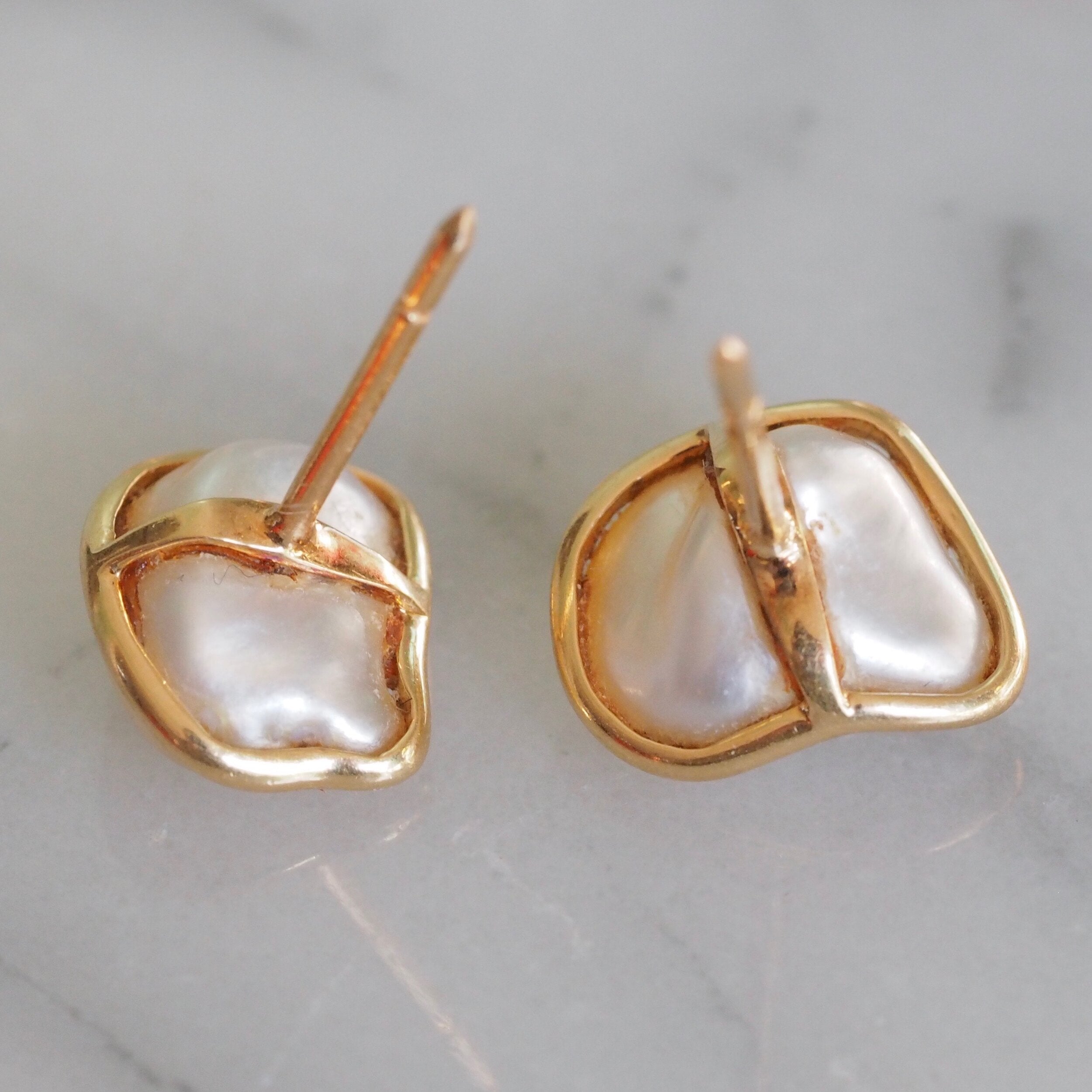 Baroque Pearl and 18k Gold Earrings