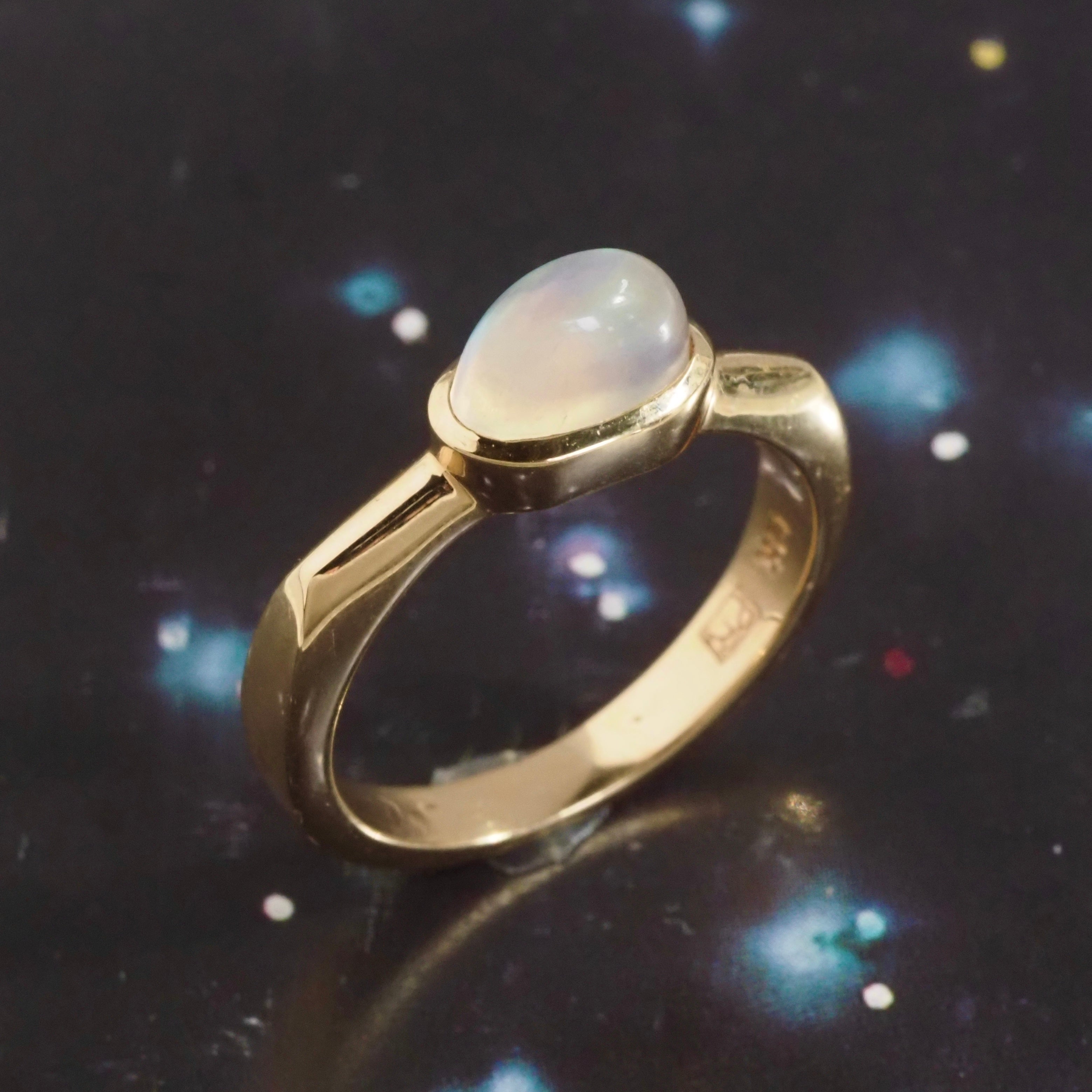Modernist Moonstone 14k Gold Ring