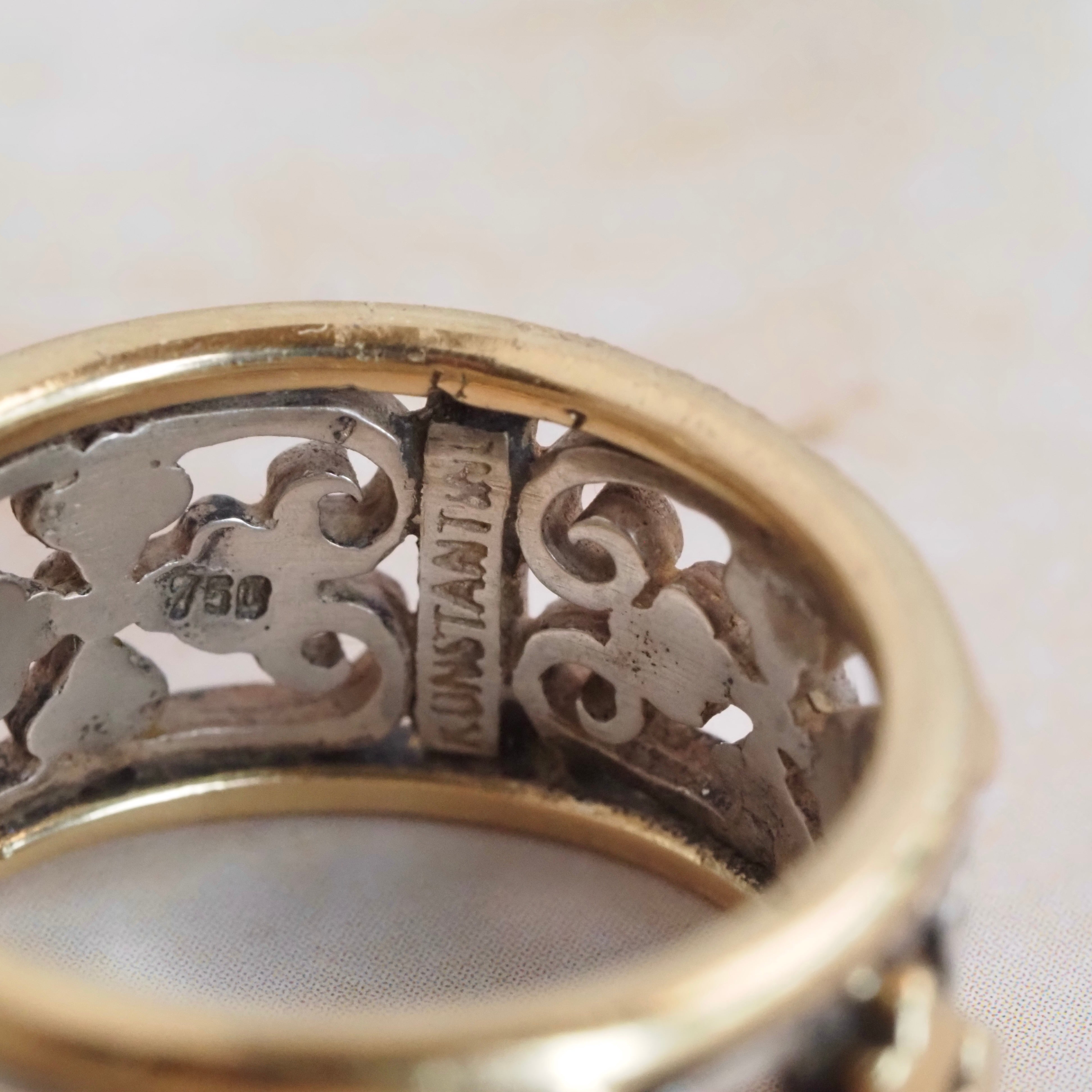 Vintage Sterling Silver 18k Gold Iron Gate Cigar Band