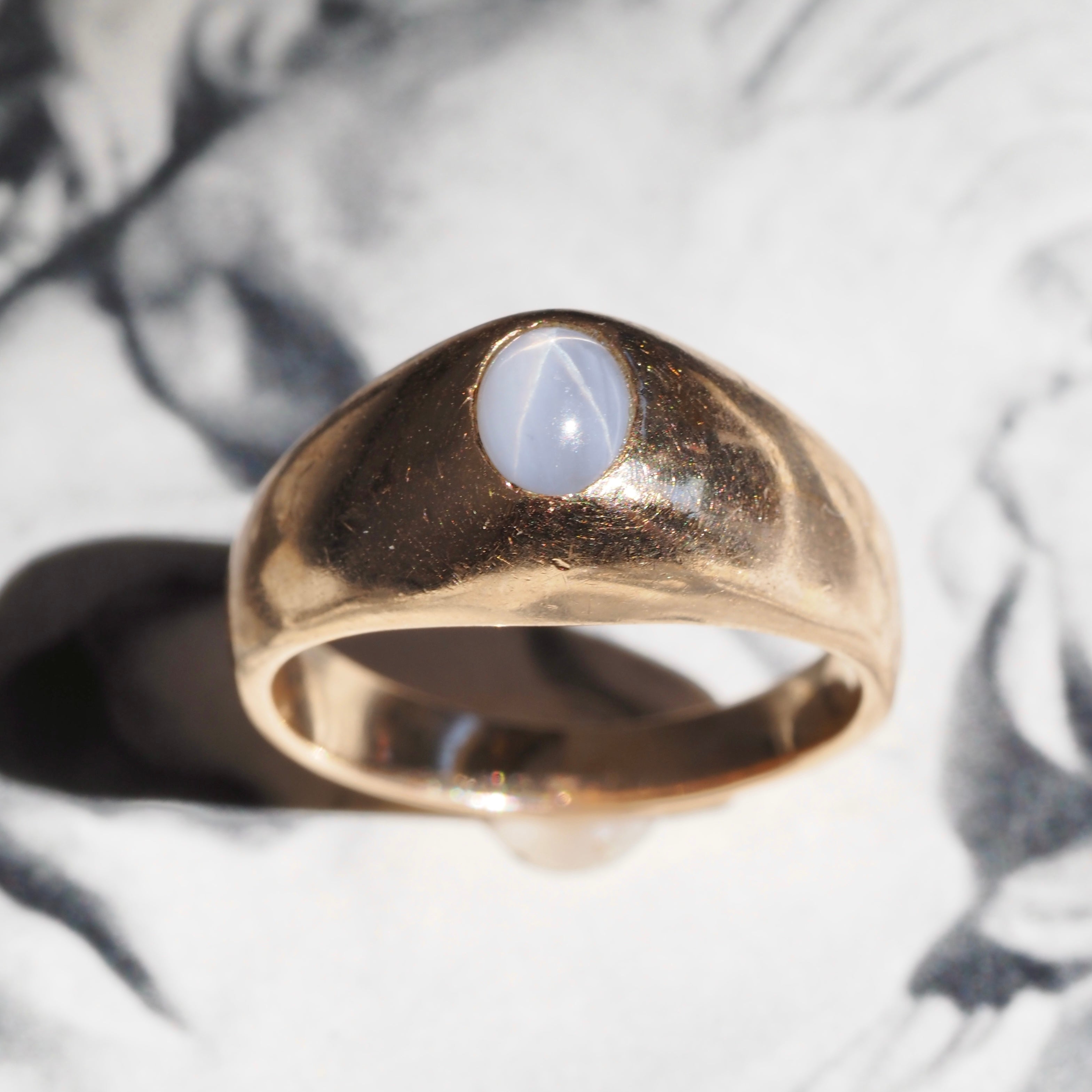 Vintage Natural Star Sapphire 14k Gold Dome Ring