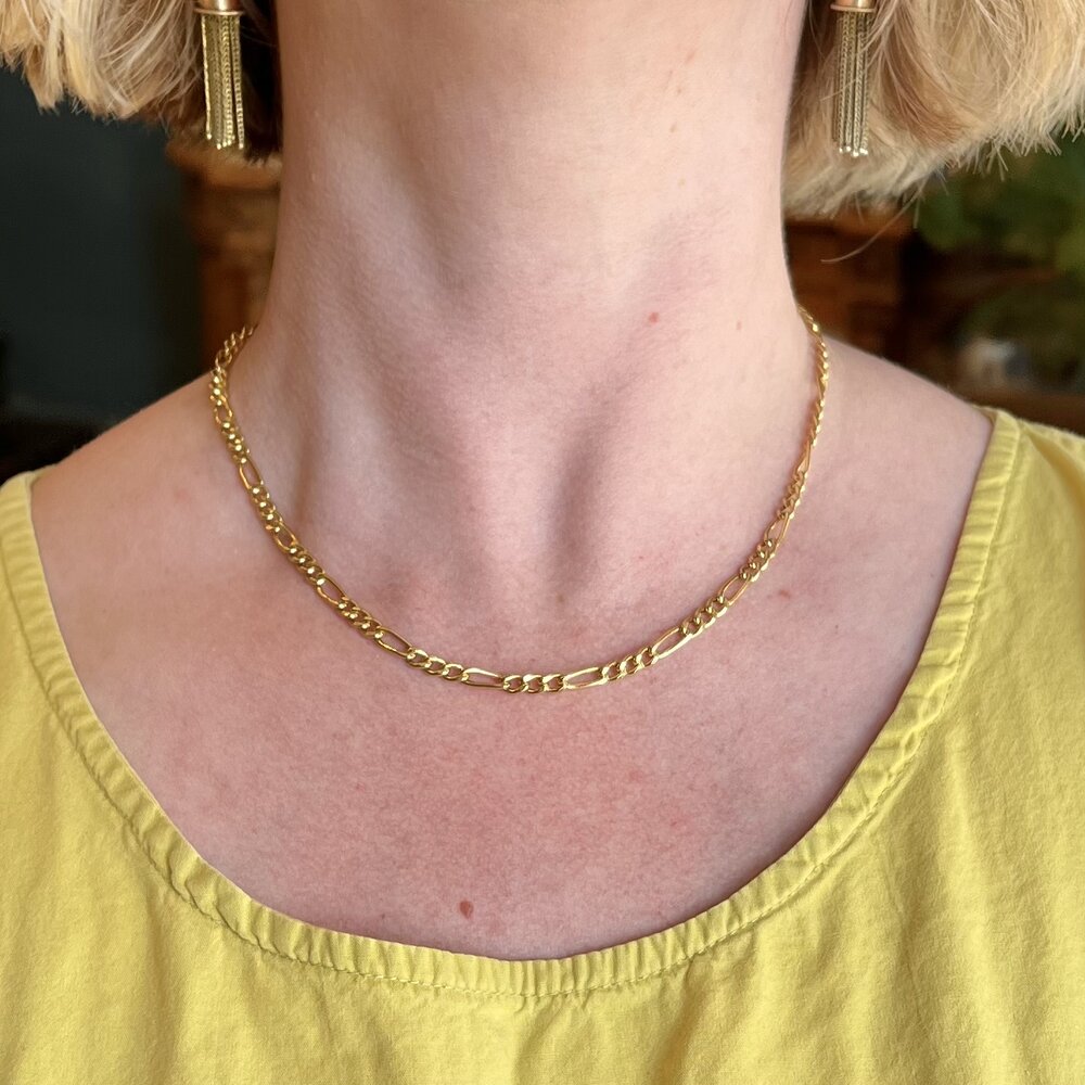 Vintage Italian 10k Gold Figaro Chain